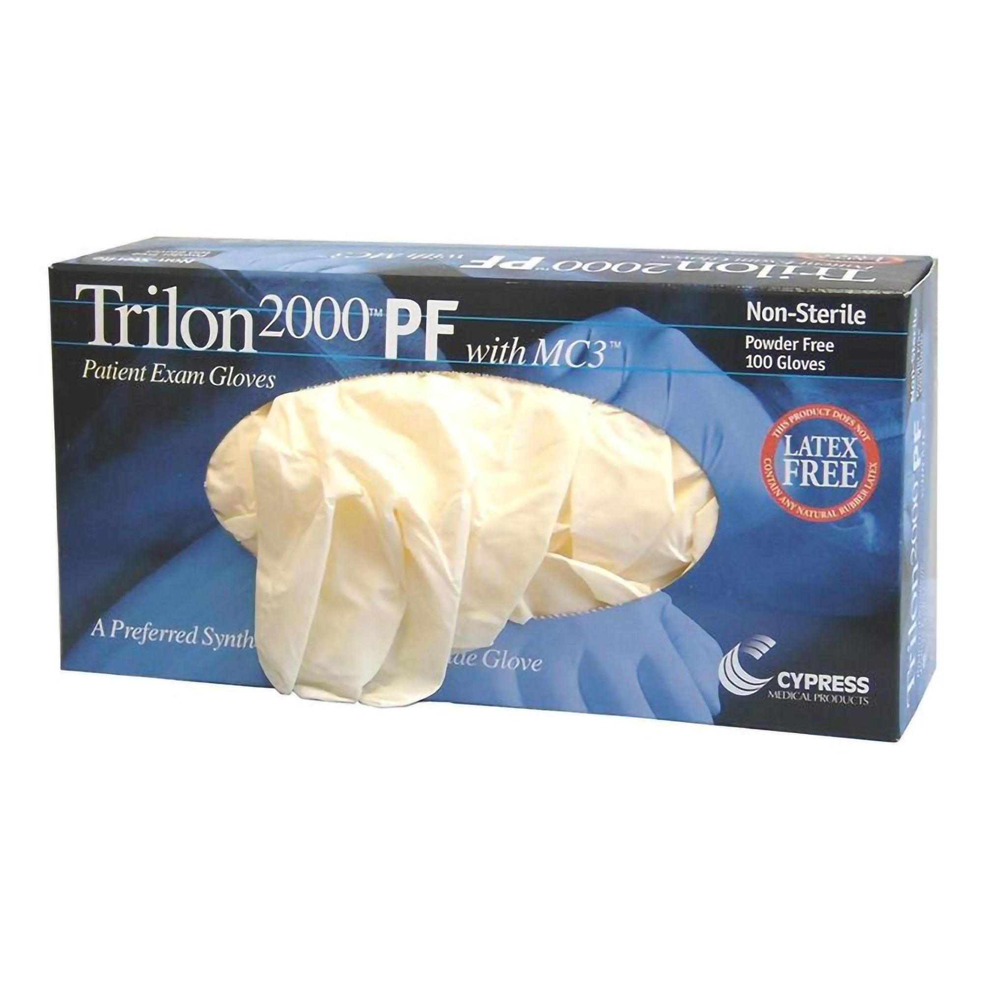 Trilon 2000® PF with MC3® Stretch Vinyl Exam Glove, Extra Large, Ivory