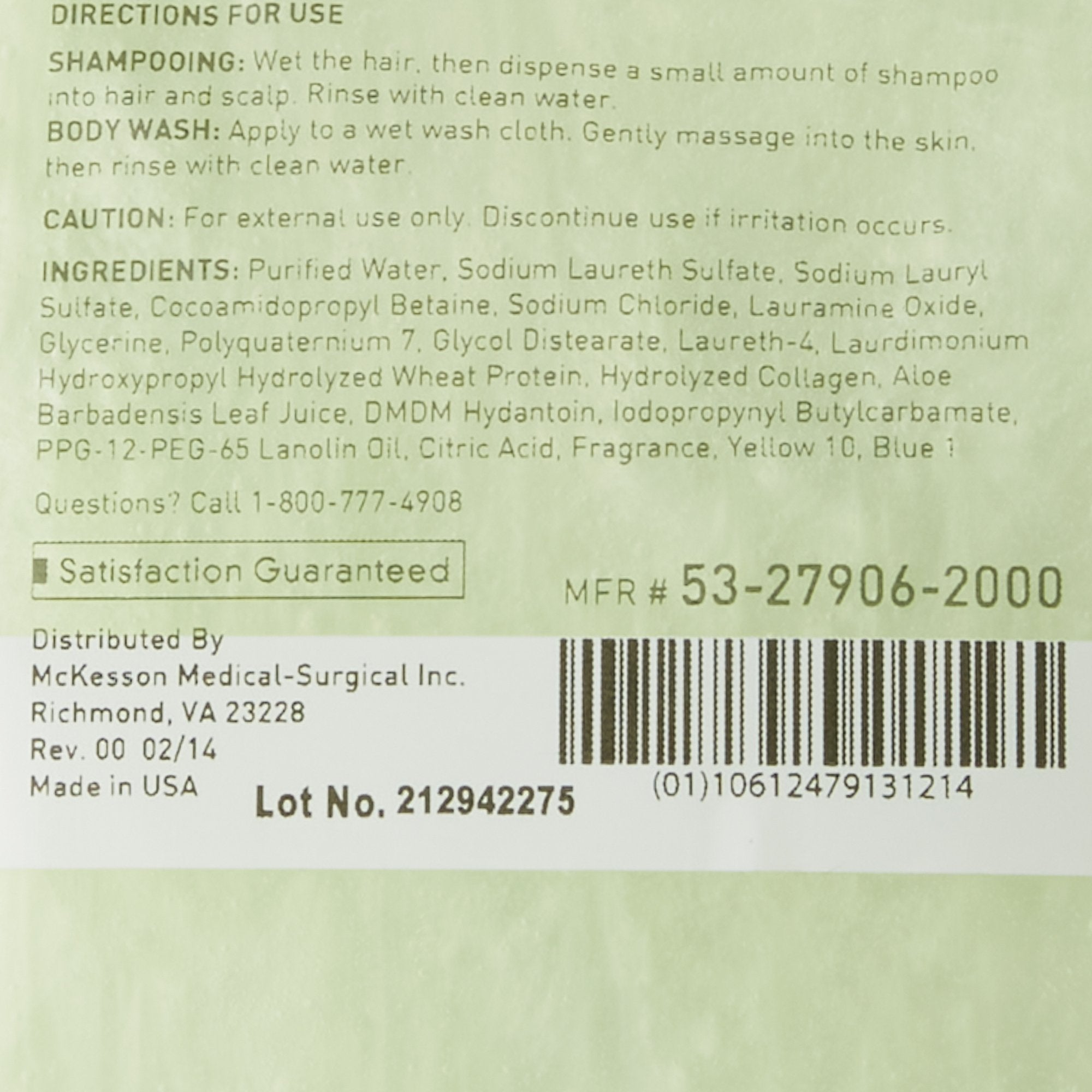 McKesson Shampoo and Body Wash Dispenser Refill Bag 2000 mL, Cucumber Melon