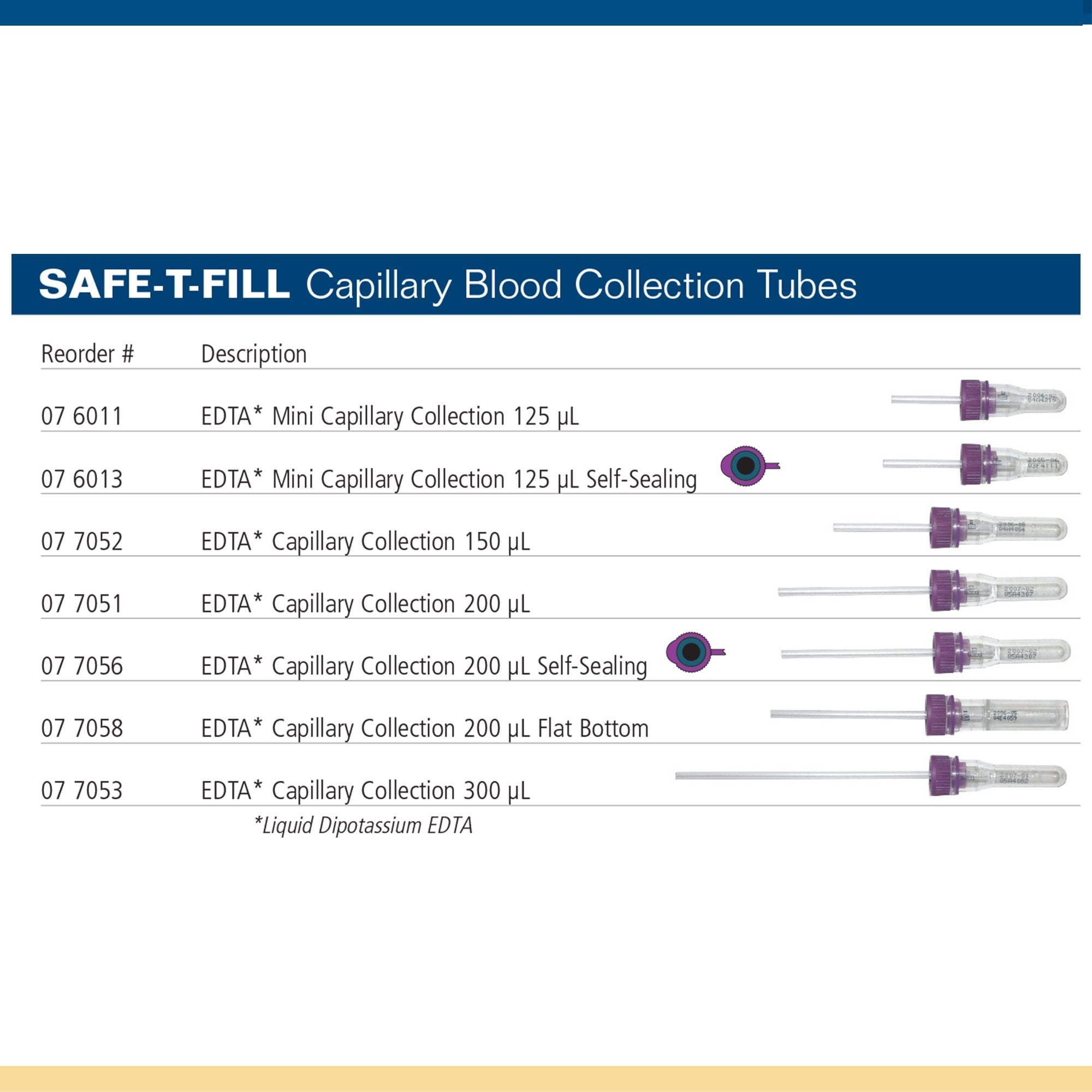 Safe-T-Fill® Capillary Blood Collection Tube, 125 µL, 1.1 mm diameter