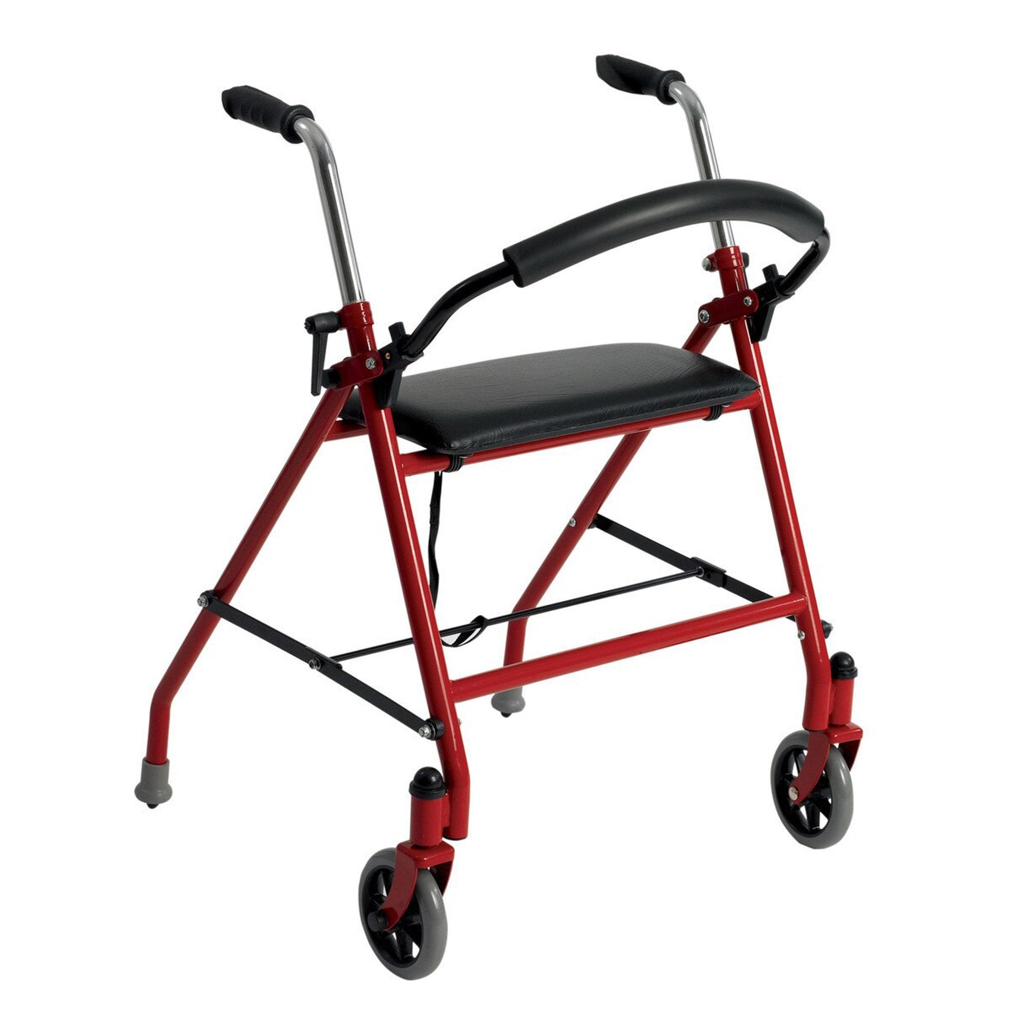 drive™ Aluminum Dual Release Folding Walker with Wheels and Seat, 29 – 38 Inch Height