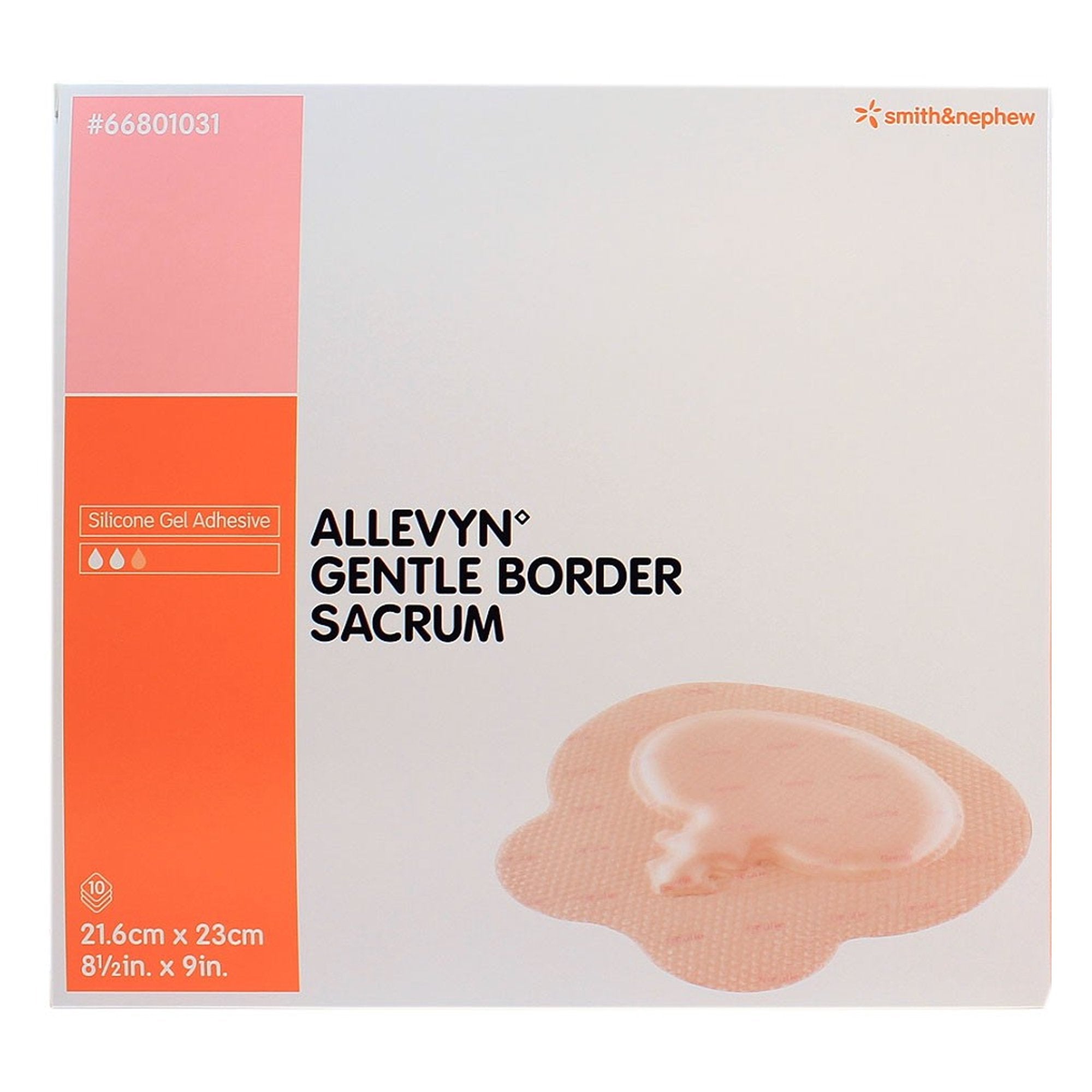 Allevyn Gentle Border Silicone Gel Adhesive with Border Silicone Foam Dressing, 8½ x 9 Inch