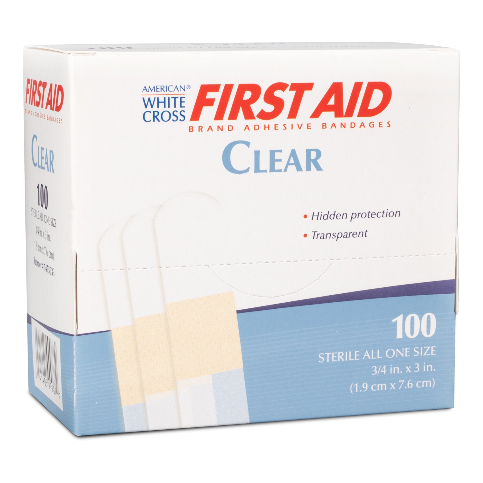 American® White Cross First Aid® Clear Adhesive Strip, 4 x 3 Inch