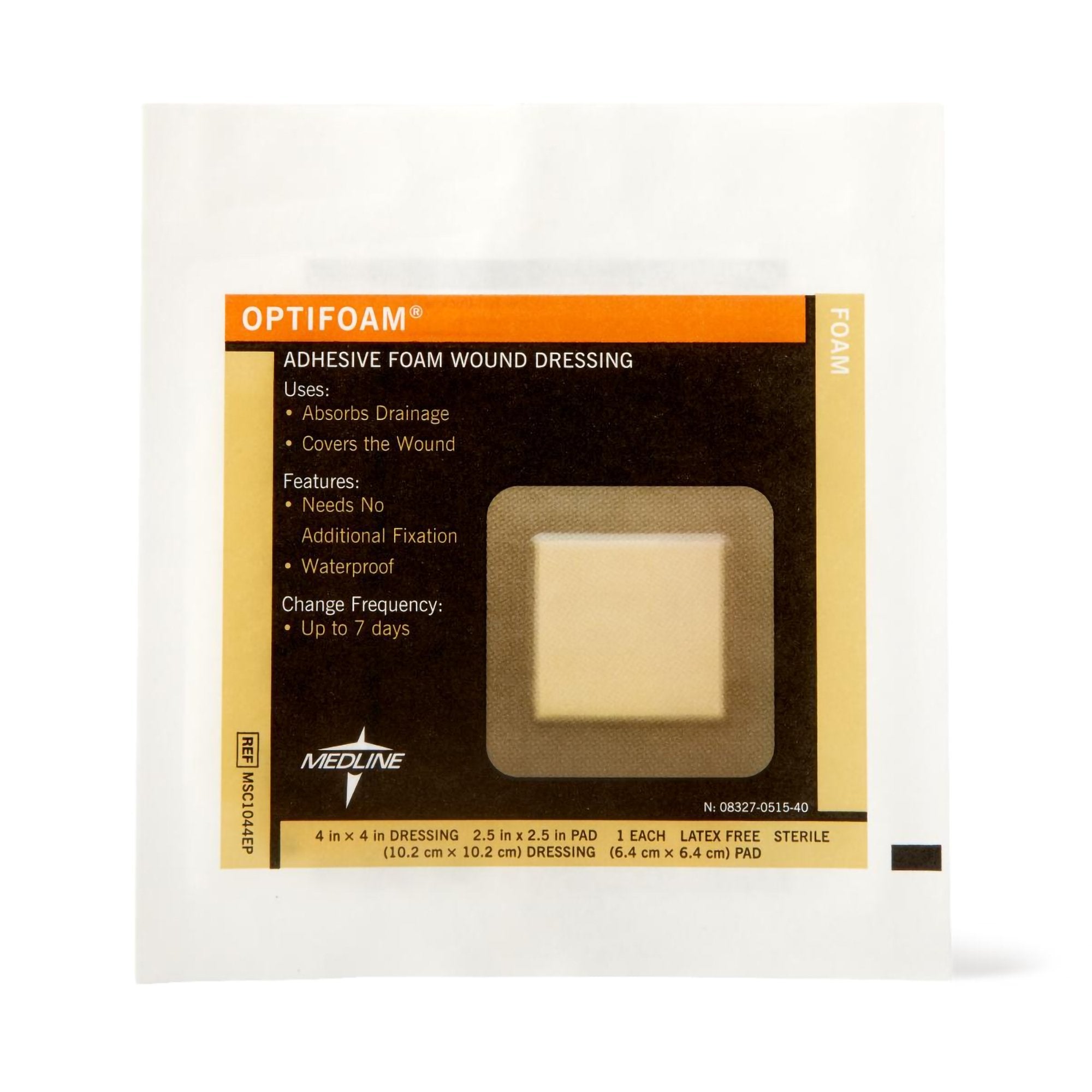 Optifoam® Adhesive with Border Foam Dressing, 4½ x 4½ Inch