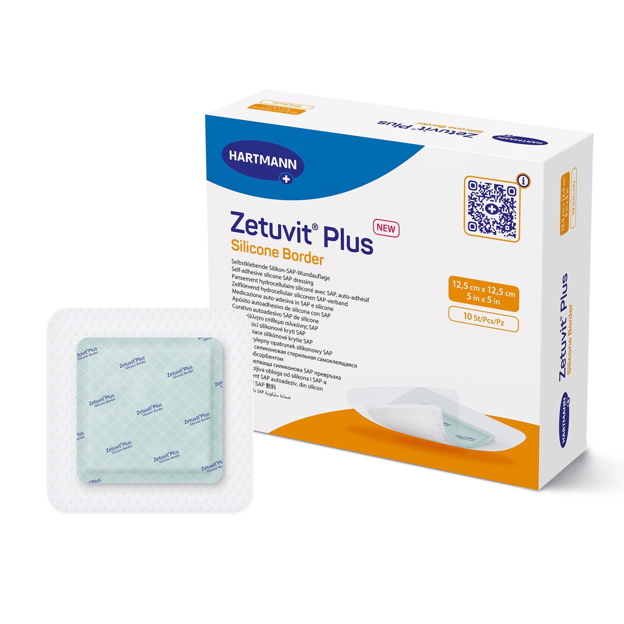 Zetuvit® Plus Silicone Border Super Absorbent Dressing, 5 x 5 Inch