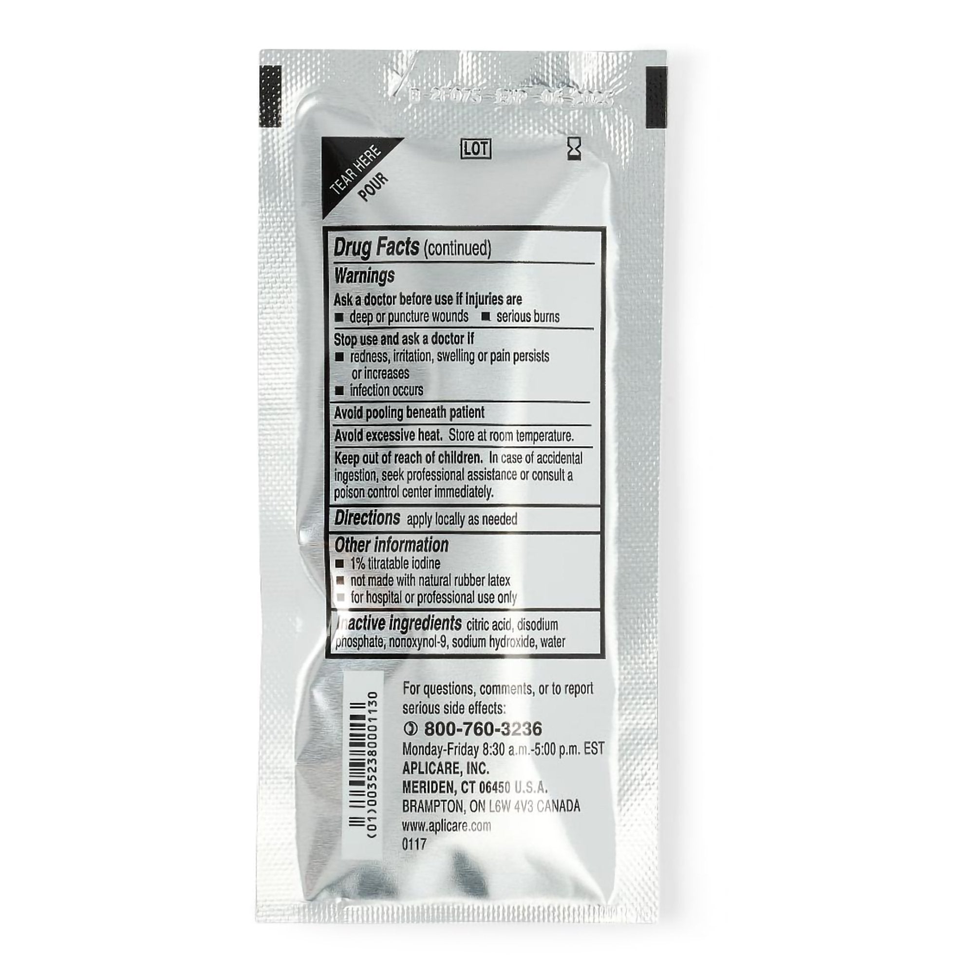 Skin Prep Solution Aplicare® 3/4 oz. Individual Packet 10% Strength Povidone-Iodine NonSterile