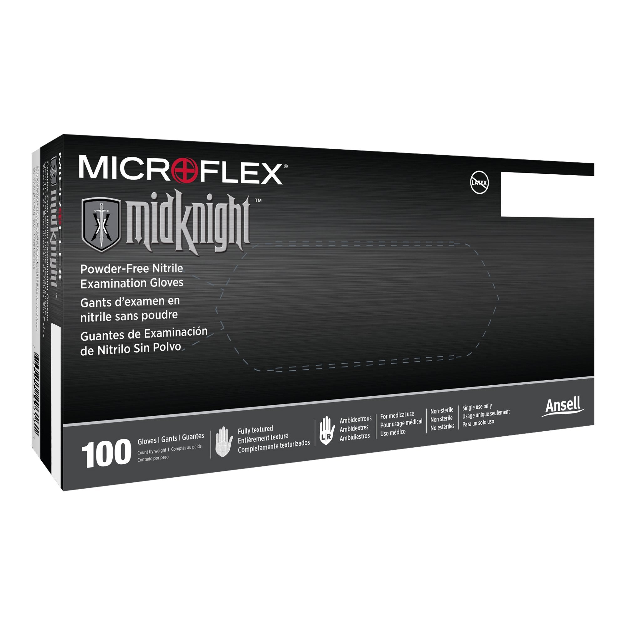 Microflex® Midknight™ Nitrile Exam Glove, Small, Black