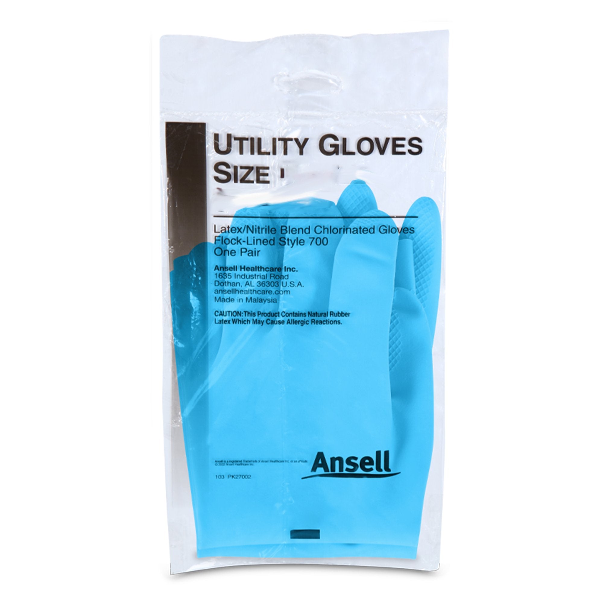 Ansell Latex/Nitrile Utility Glove, Medium, Blue