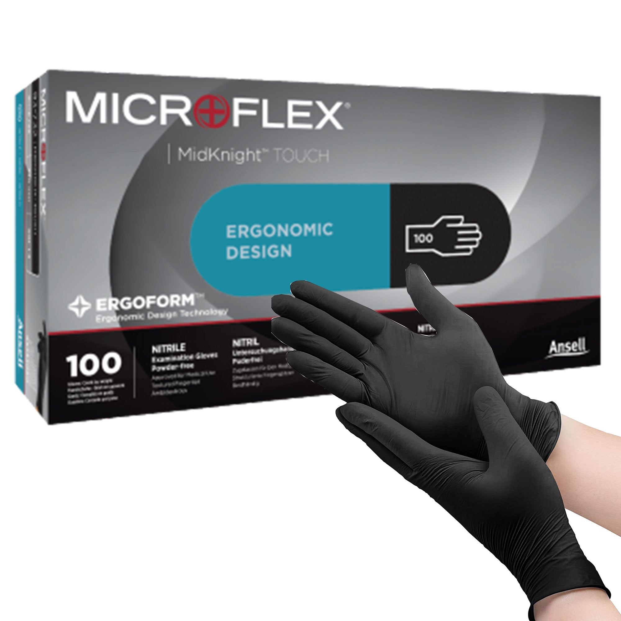 Microflex® MidKnight™ Touch 93-733 Nitrile Exam Glove, Small, Black