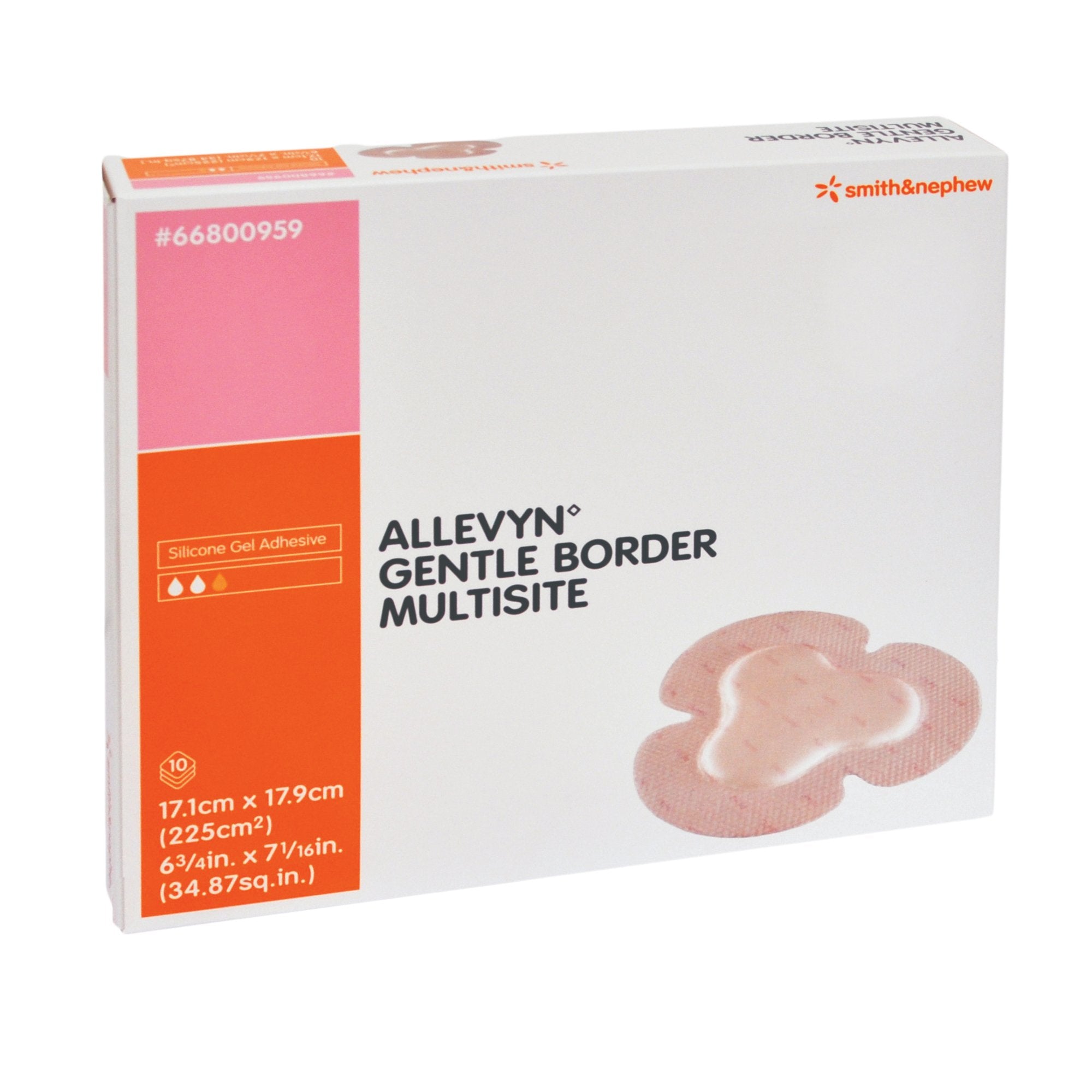 Allevyn Gentle Border Silicone Gel Adhesive with Border Silicone Foam Dressing, 6¾ x 7-5/8 Inch