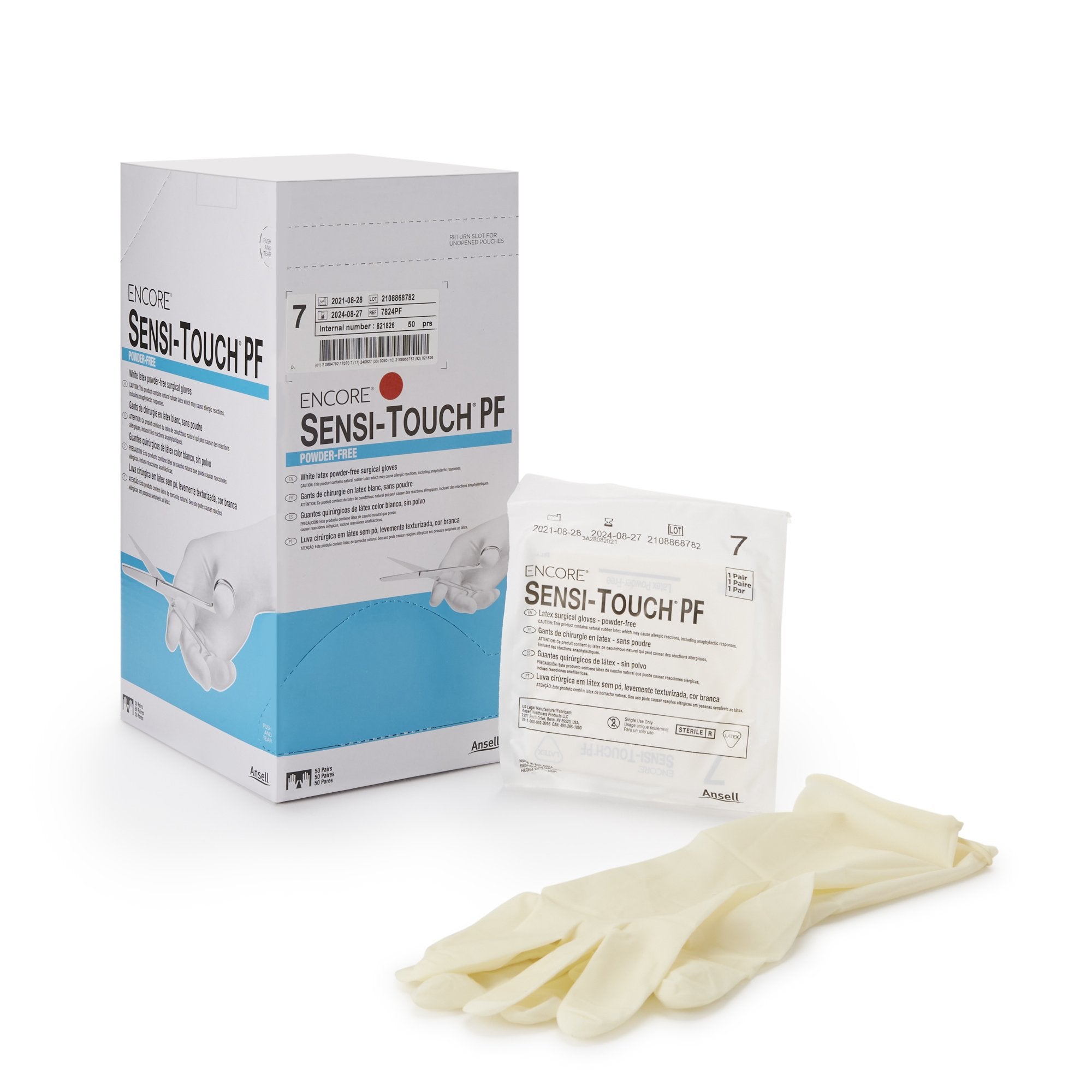 Encore® Sensi-Touch® PF Latex Surgical Glove, Size 7, Natural