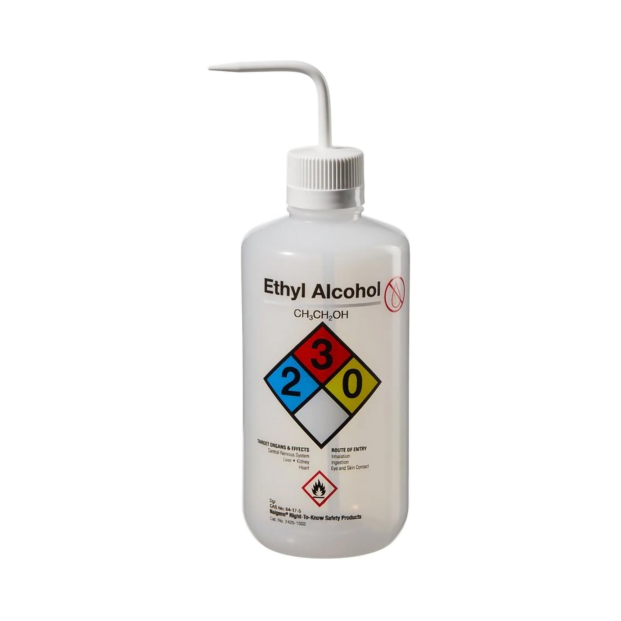 Safety Wash Bottle Nalgene™ Right-to-Know Ethyl Alcohol Label / Narrow Mouth LDPE / Polypropylene 1,000 mL (32 oz.)