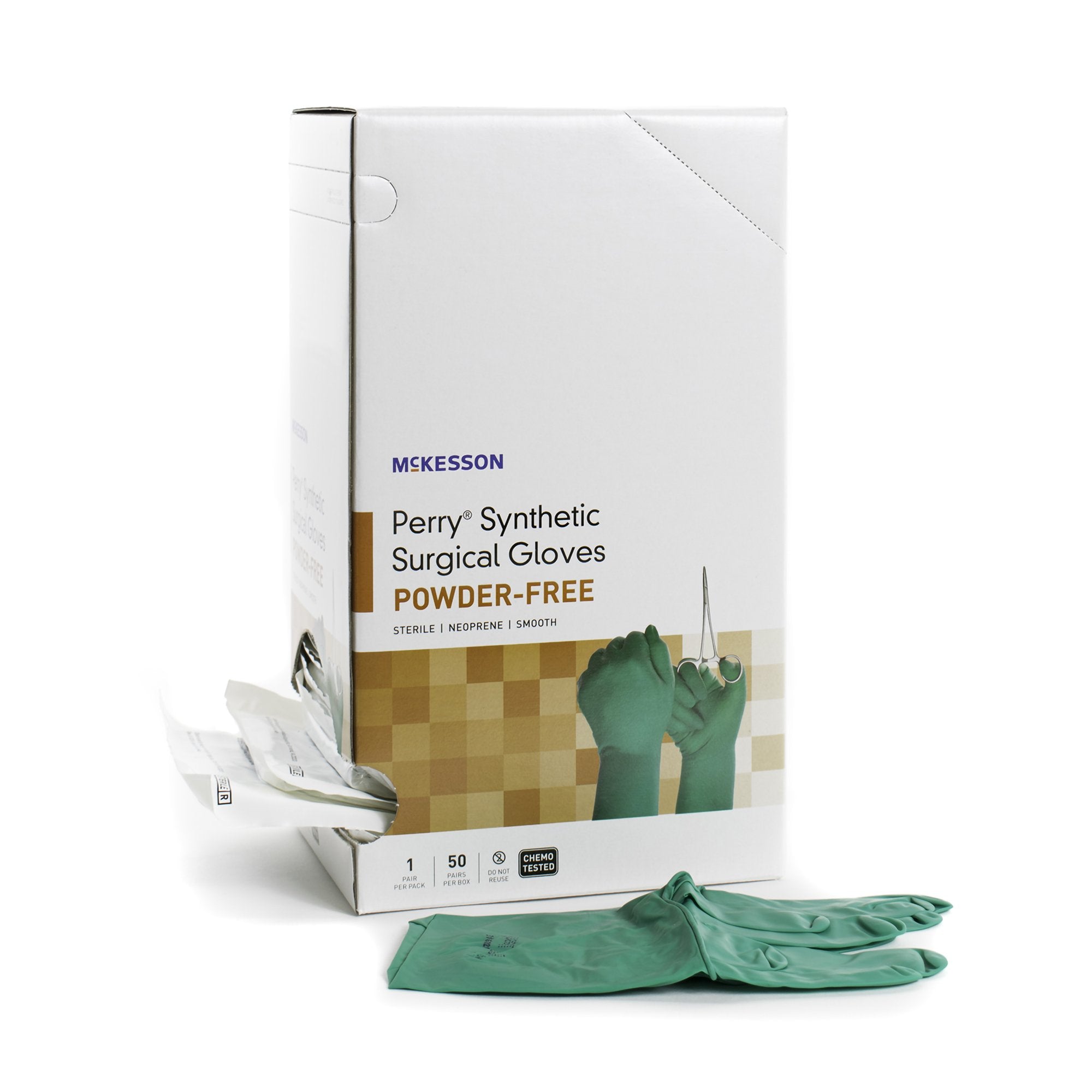 McKesson Perry® Performance Plus Polychloroprene Surgical Glove, Size 7.5, Dark Green