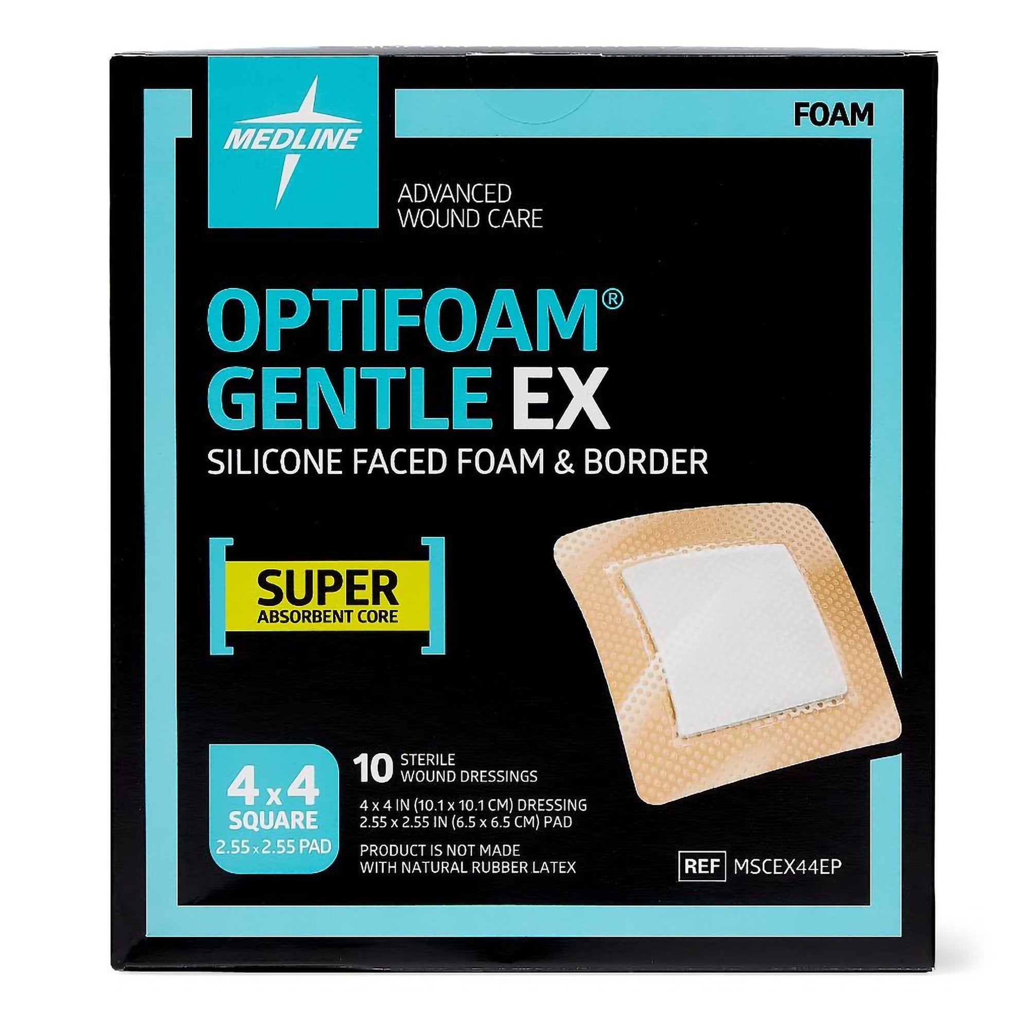 Foam Dressing Optifoam® Gentle EX 4 X 4 Inch With Border Waterproof Backing Silicone Face and Border Square Sterile