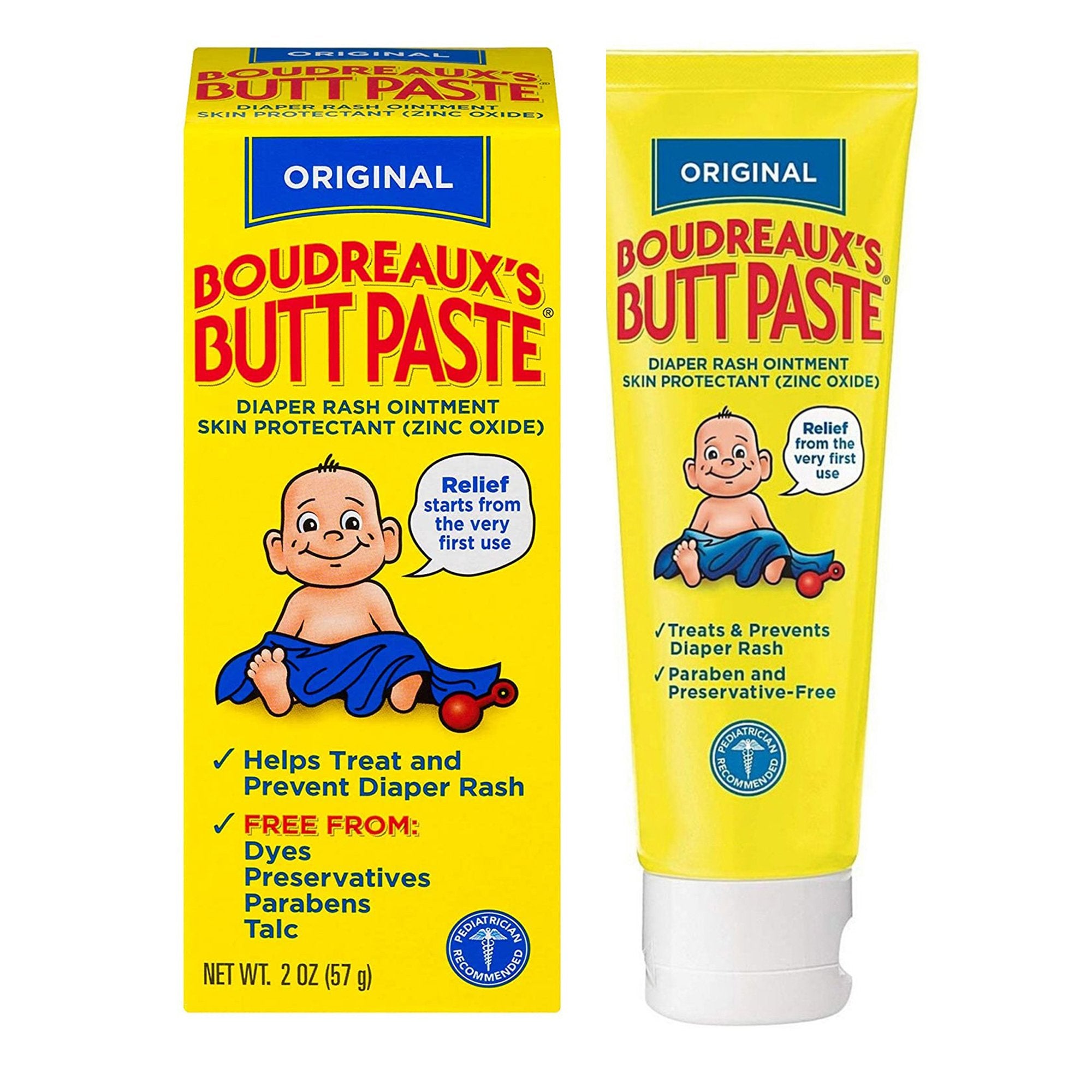 Boudreaux's Original Butt Paste Diaper Rash Treatment, 16% Zinc Oxide, 2 oz Tube, Scented