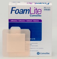 Thin Foam Dressing FoamLite™ 4 X 4 Inch With Border Film Backing Silicone Adhesive Square Sterile