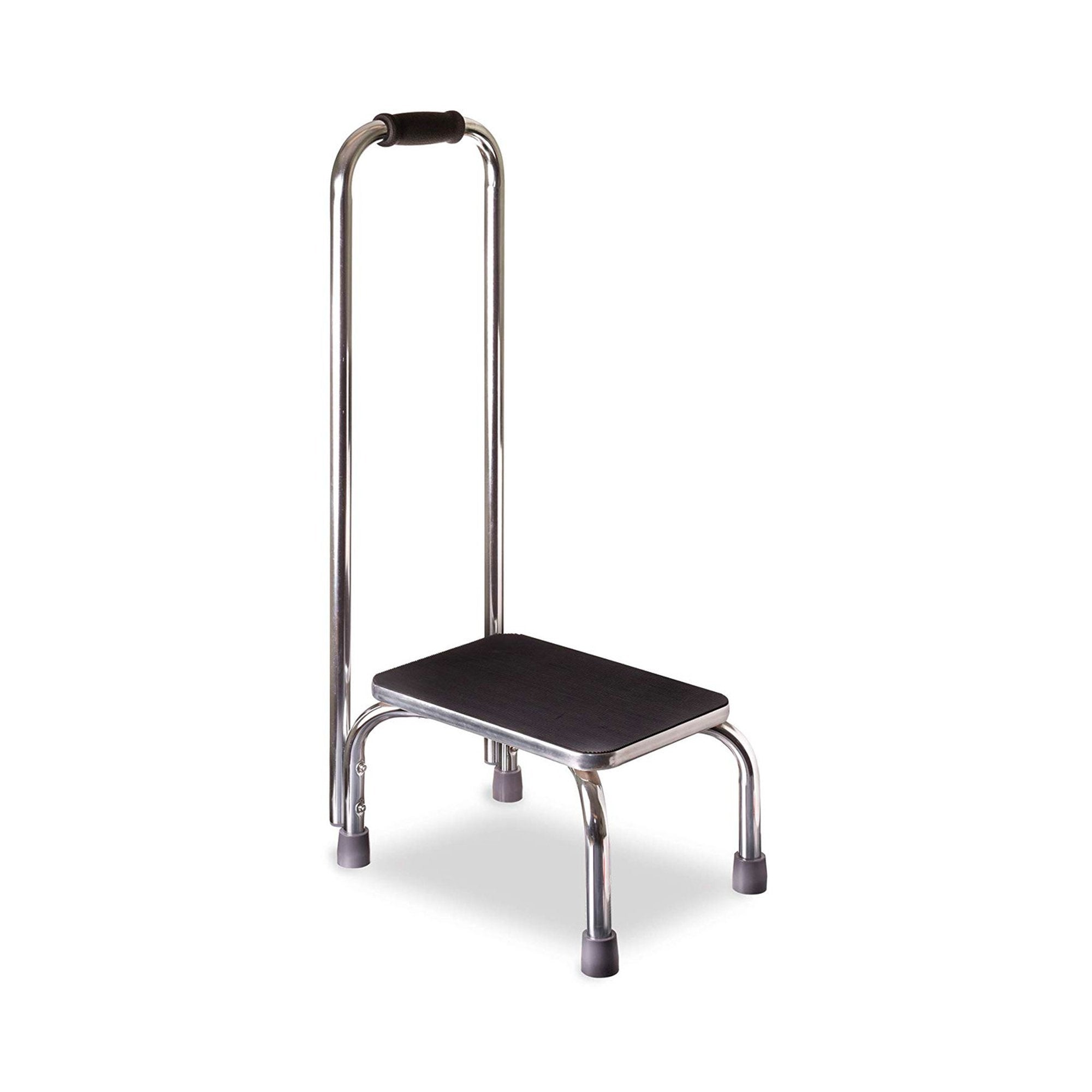 Step Stool with Handrail Mabis DMI® 1 Step Chrome Plated Steel Frame 9-1/2 Inch Step Height