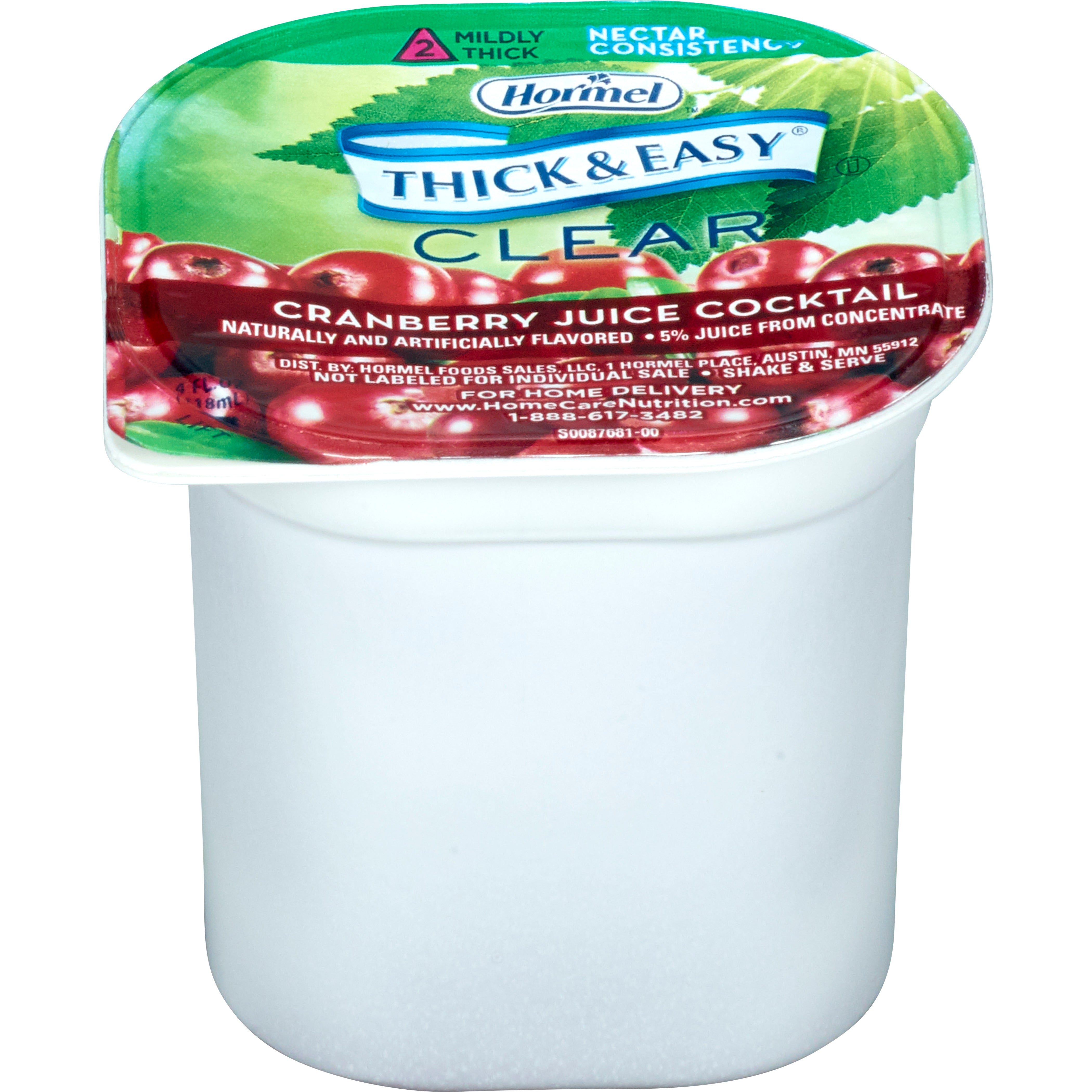 Thickened Beverage Thick & Easy® 4 oz. Portion Cup Cranberry Juice Cocktail Flavor Liquid IDDSI Level 2 Mildly Thick