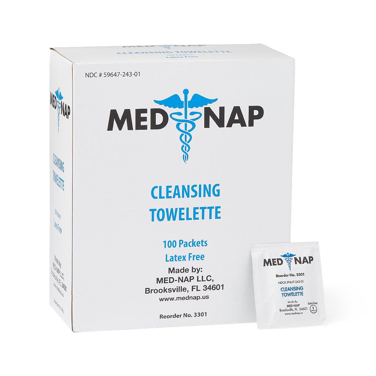 Antiseptic Skin Towelette Med Nap Individual Packet Alcohol Scent 100 Count