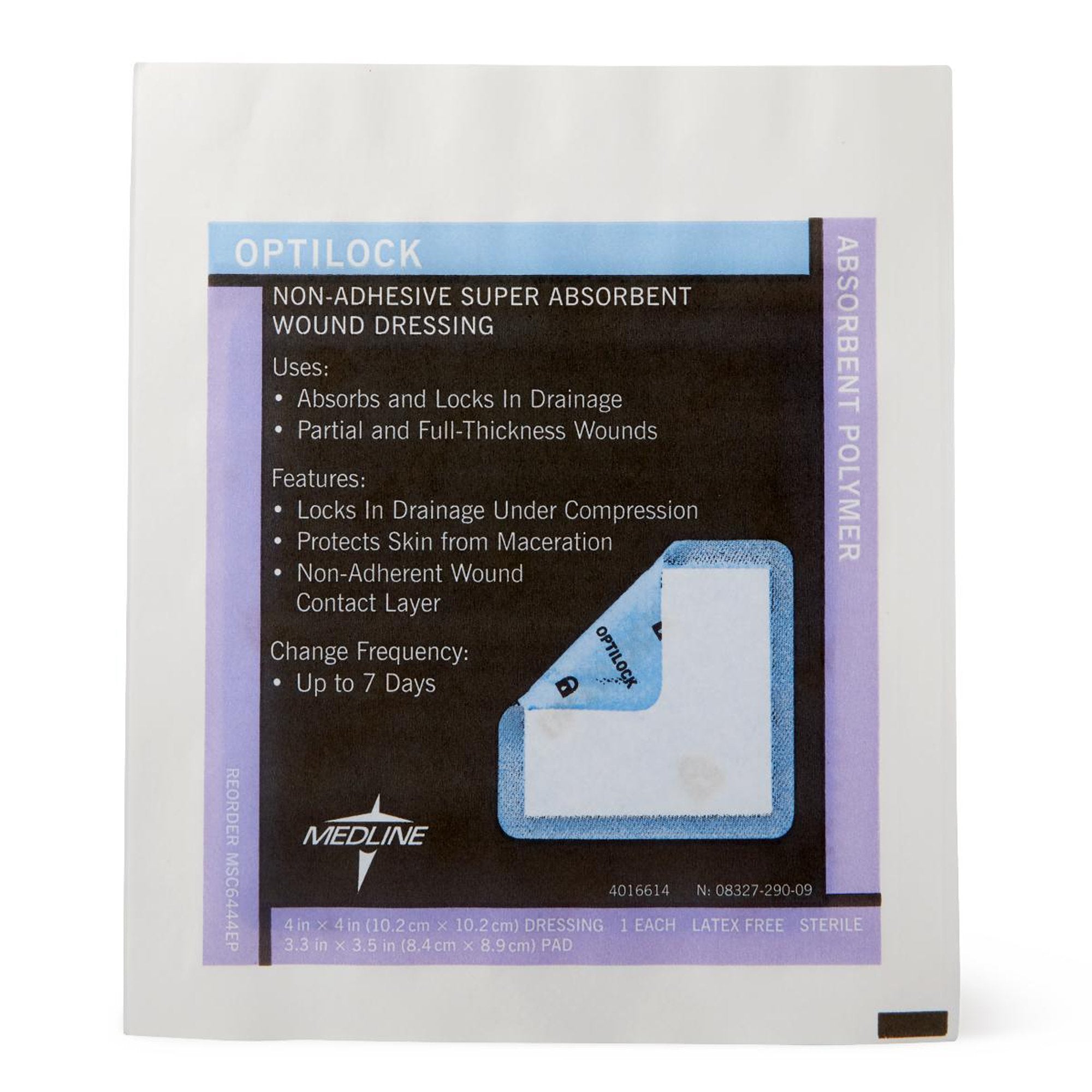 Optilock Super Absorbent Dressing, 4 x 4 Inch