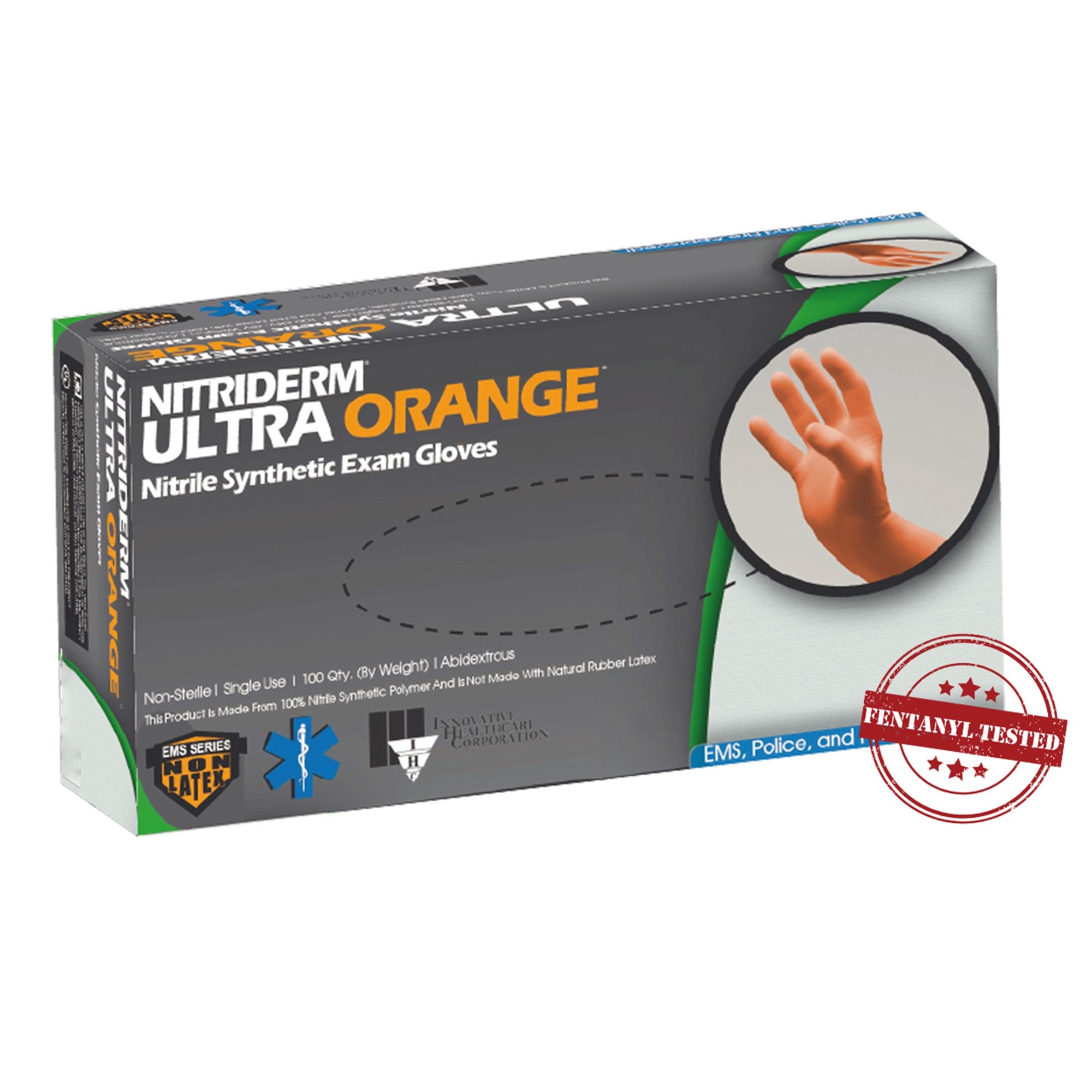 NitriDerm® Ultra Orange™ Exam Glove, Large, Orange