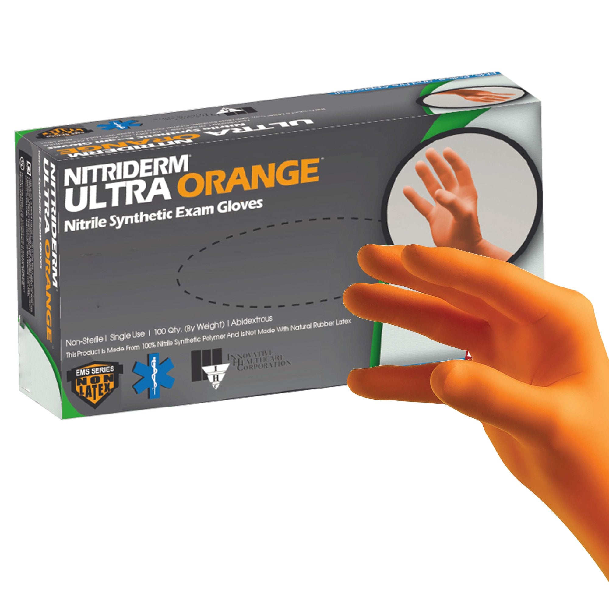 NitriDerm® Ultra Orange™ Exam Glove, Small, Orange