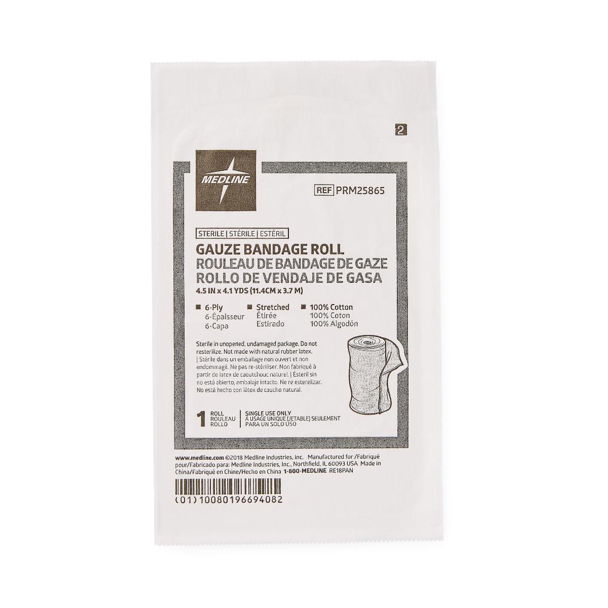 Caring® Sterile Fluff Bandage Roll, 4-1/2 Inch x 4-1/10 Yard