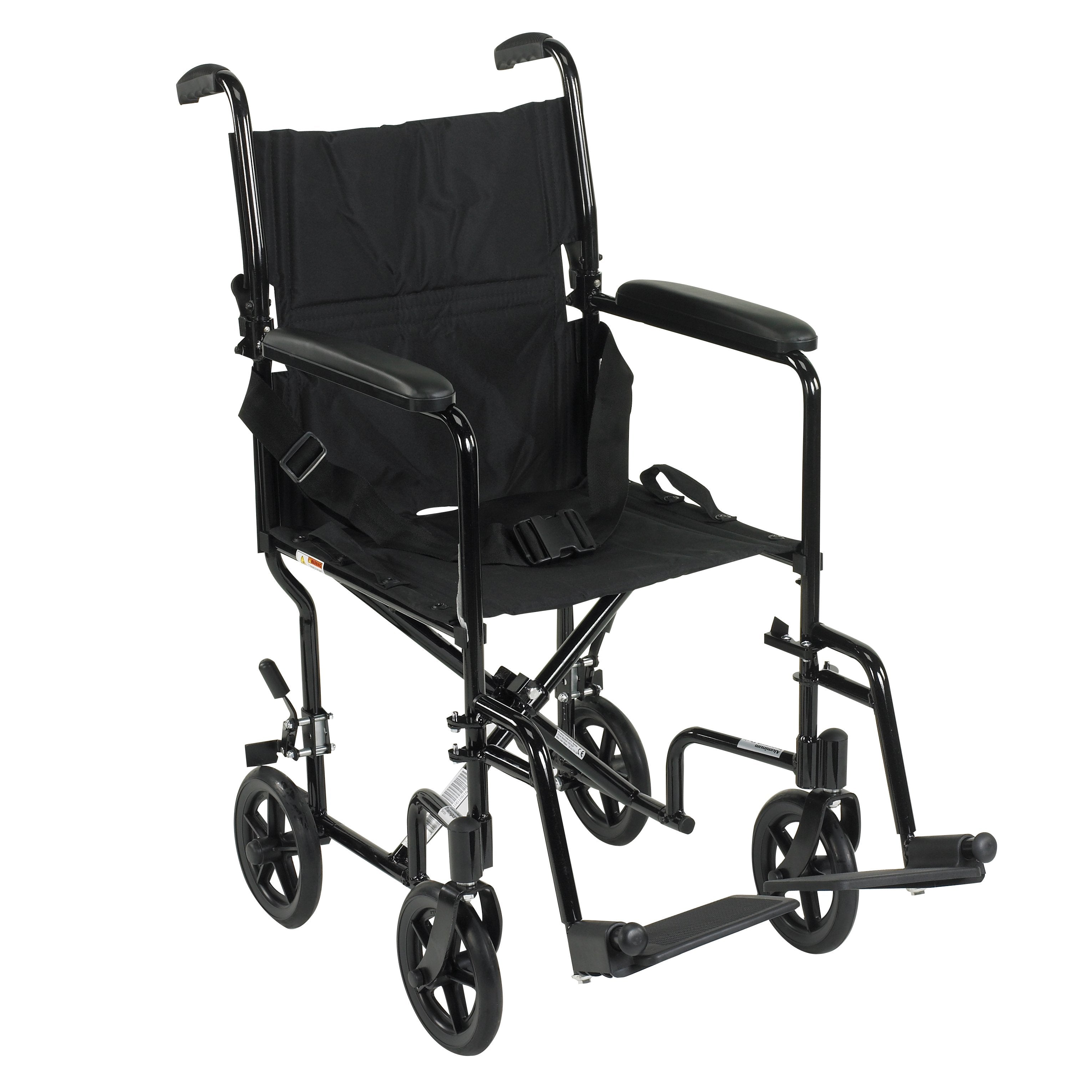 drive™ Transport Chair, Black, 17-Inch Seat Width