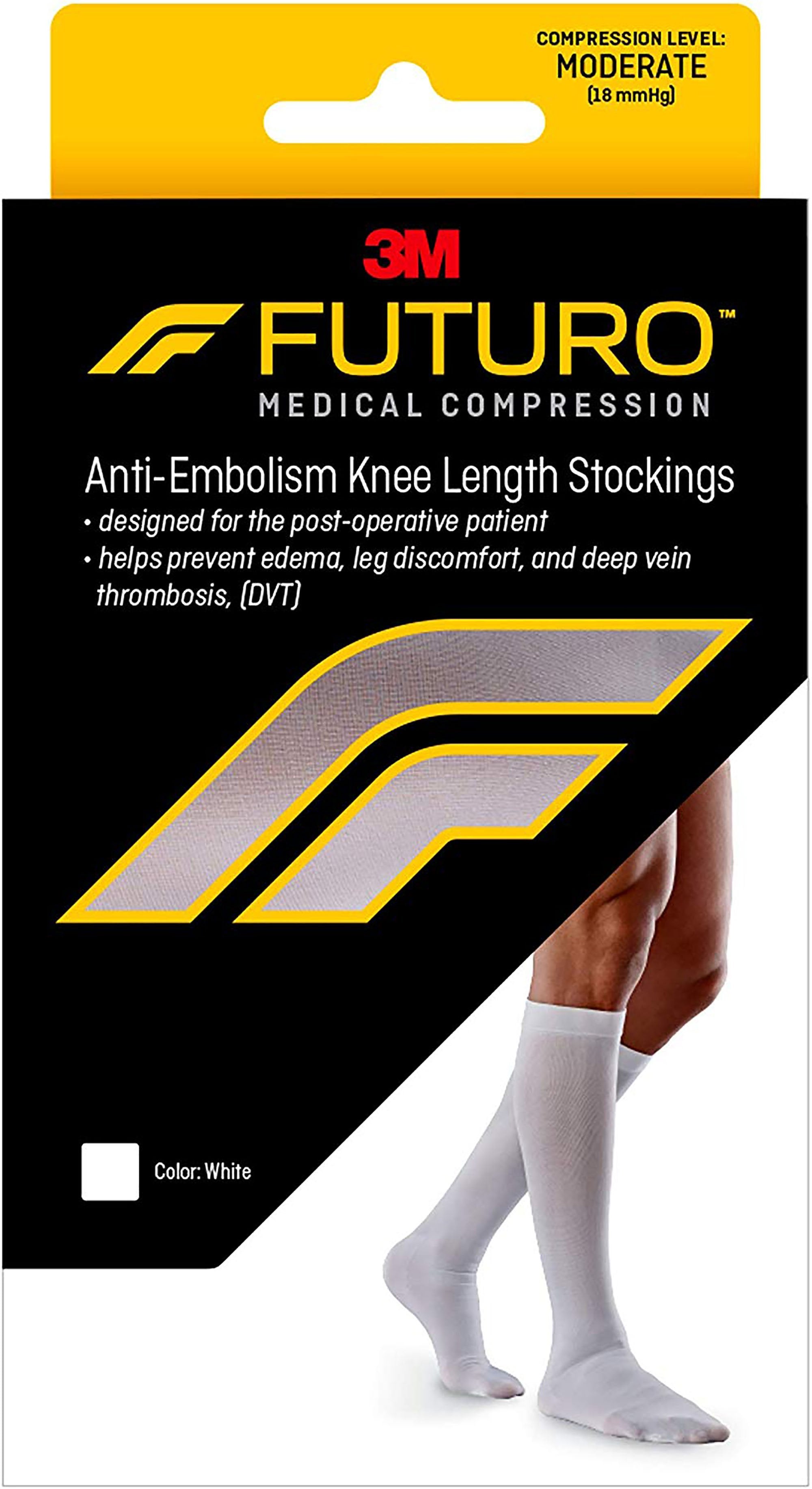 3M Futuro™ Anti-Embolism Stockings, Knee-High, Closed-Toe, Extra Large/Regular, White