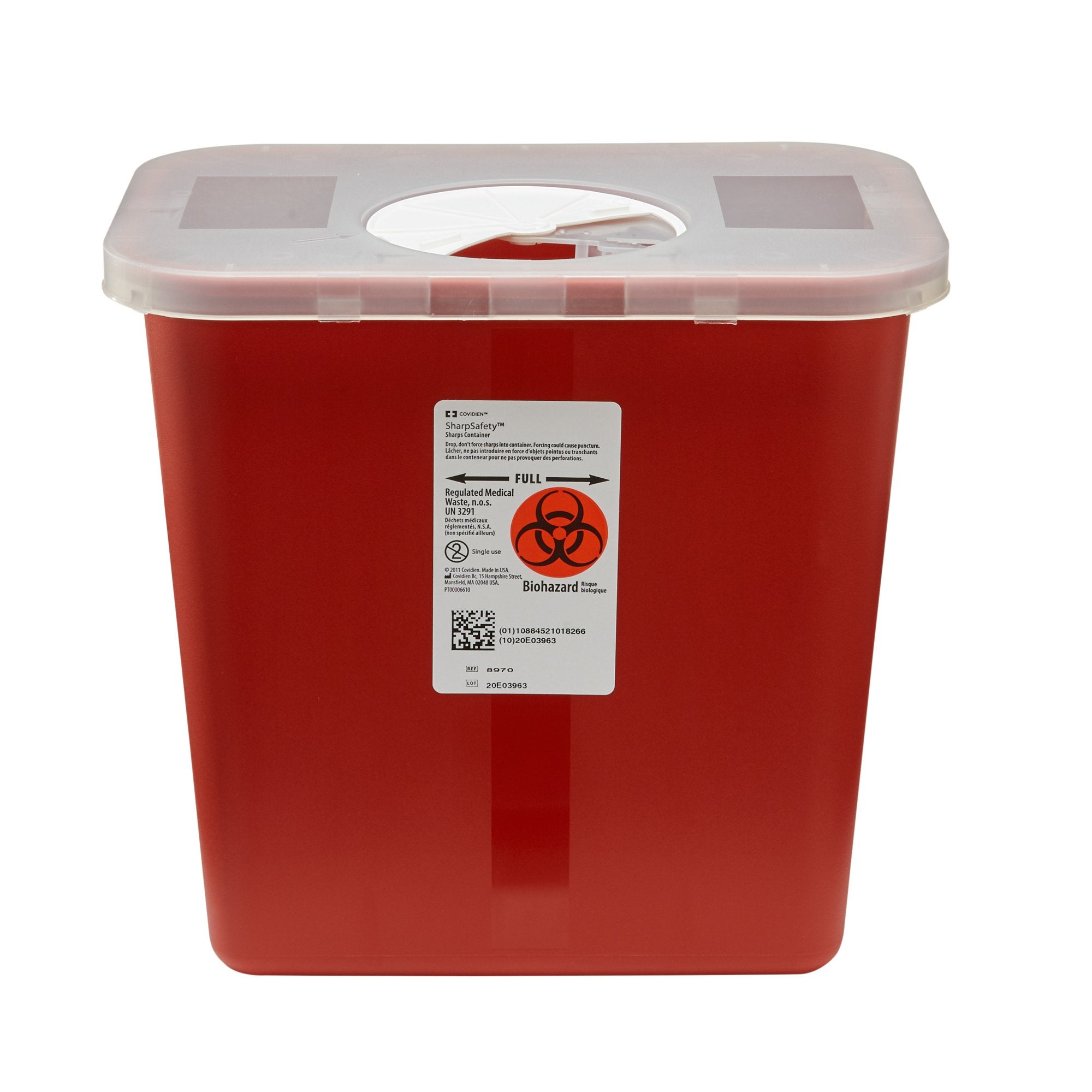 SharpSafety™ Multi-purpose Sharps Container, 2 Gallon, 10 x 7¼ x 10½ Inch