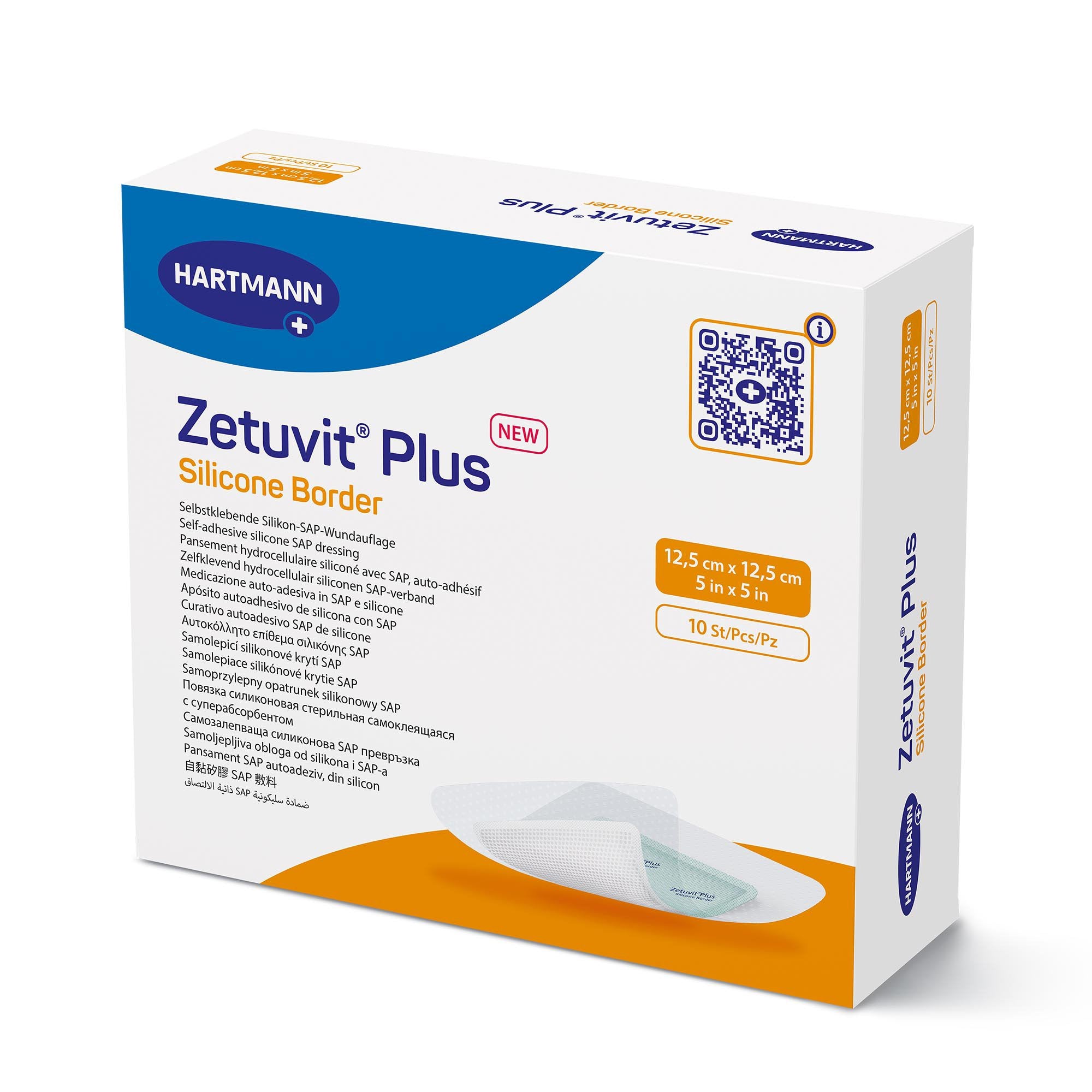 Zetuvit® Plus Silicone Border Super Absorbent Dressing, 5 x 5 Inch