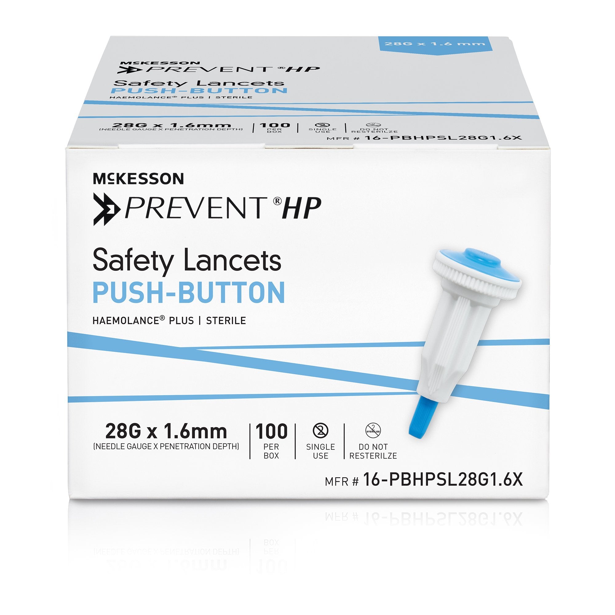 McKesson Prevent® HP Push Button Safety Lancet, 28 Gauge