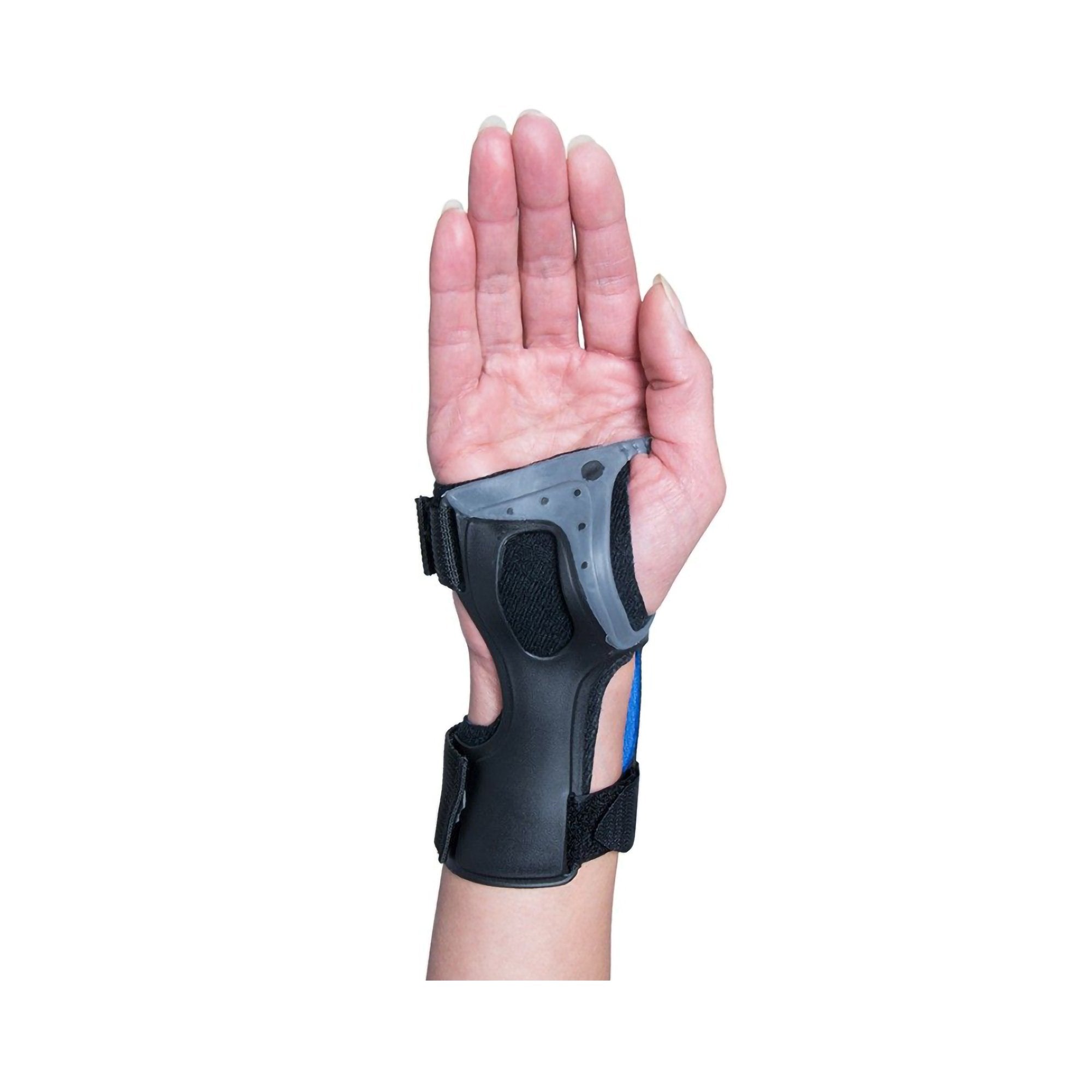 Wrist Splint Ossur® Exoform® Carpal Tunnel Low Profile Plastic / Nylon Right Hand Black / Blue / Gray Large