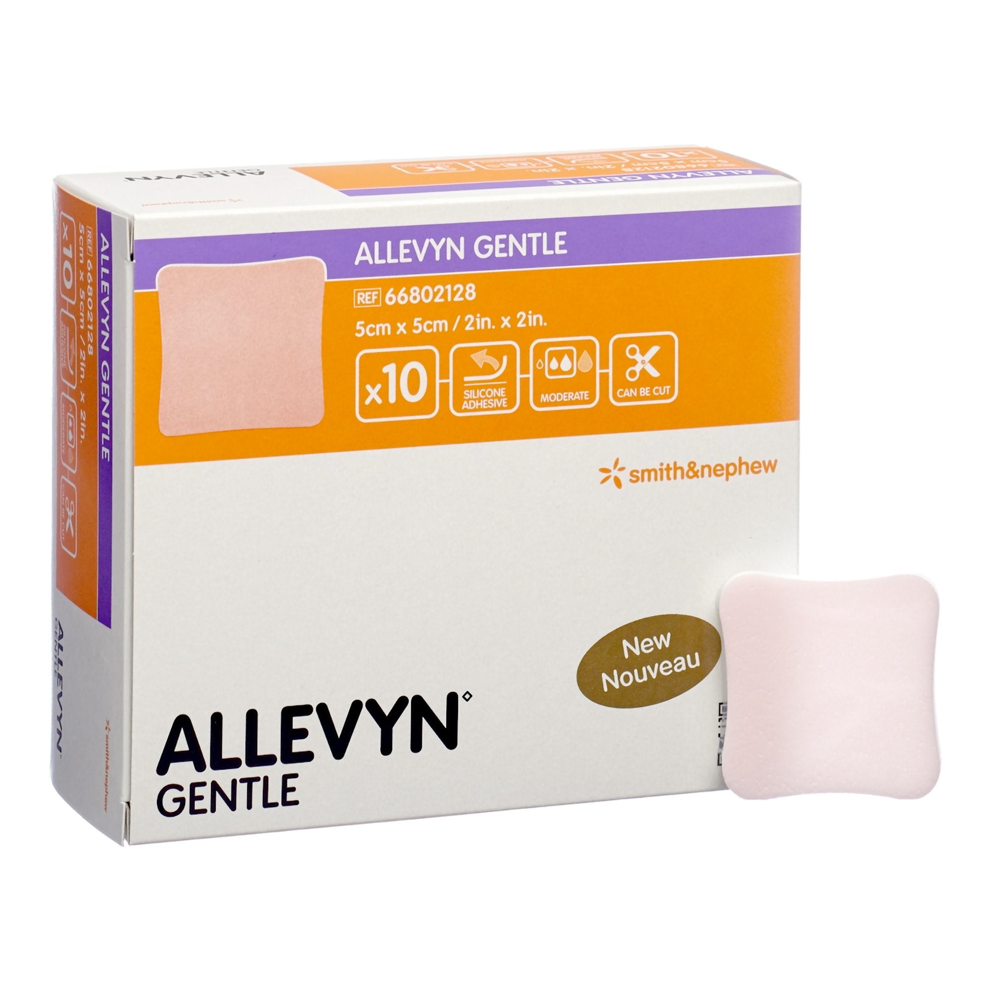 Foam Dressing Allevyn Gentle 2 X 2 Inch Without Border Film Backing Silicone Adhesive Square Sterile