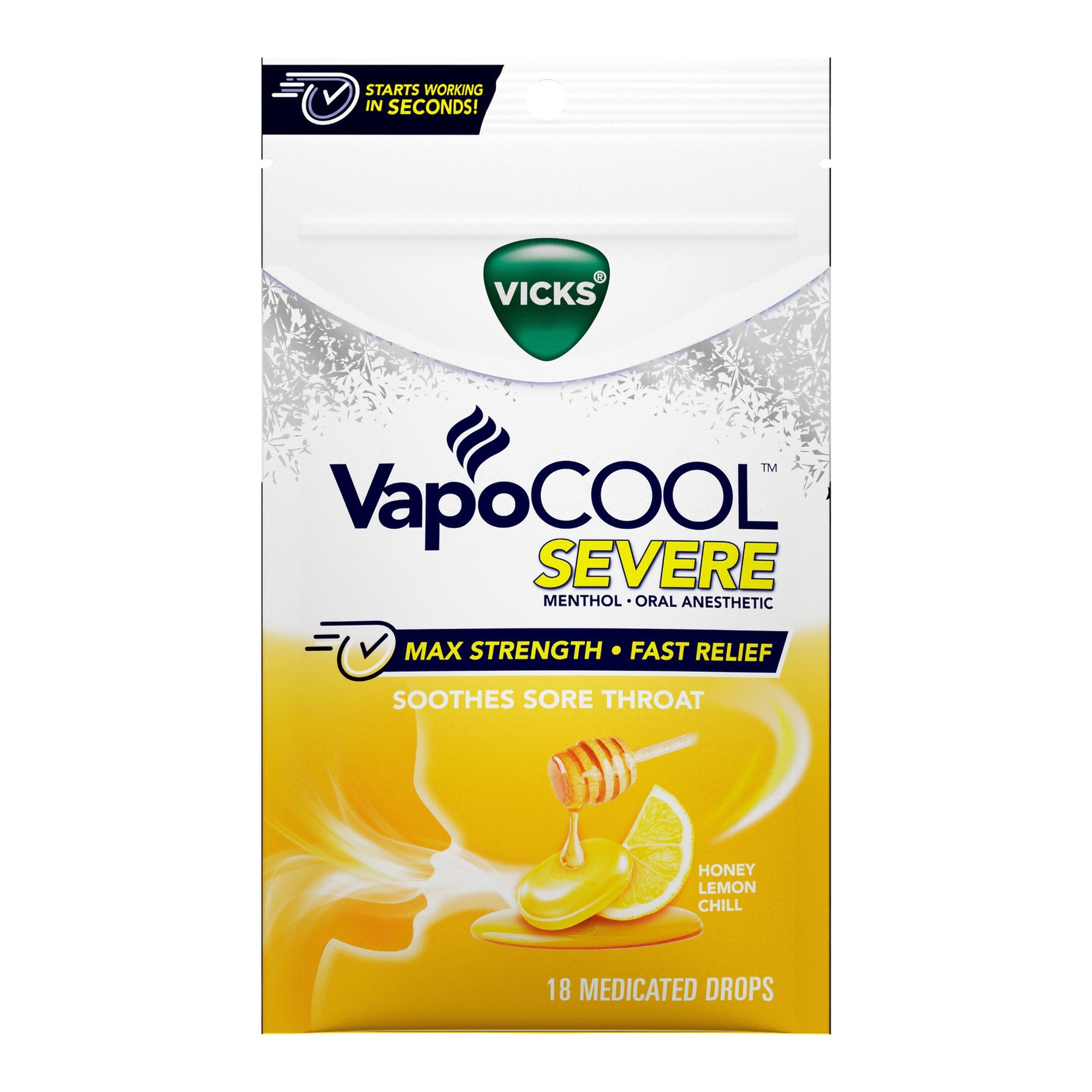 Sore Throat Relief Vicks® VapoCOOL™ Drop 18 per Bag