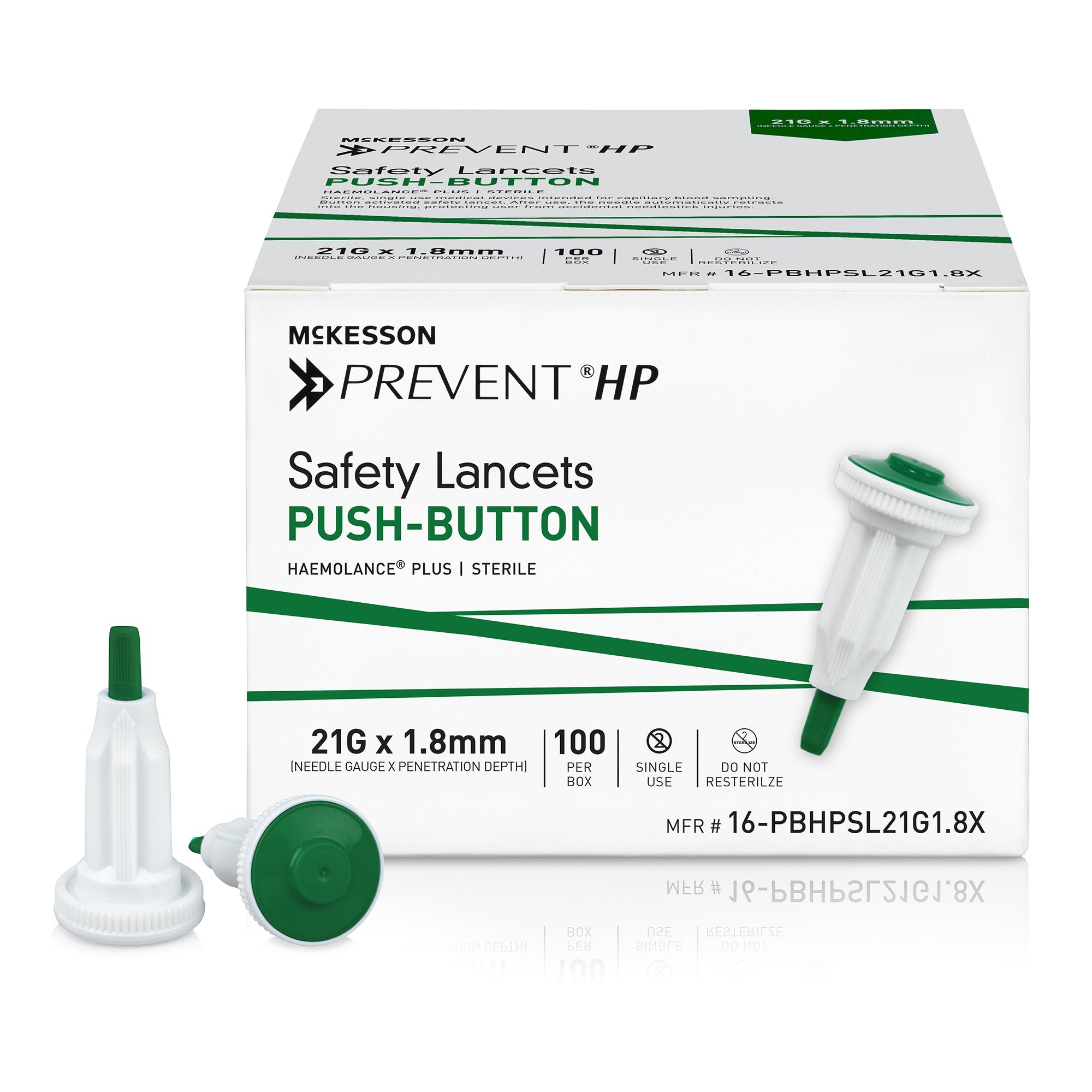 McKesson Prevent® HP Push Button Safety Lancet, 21 Guage