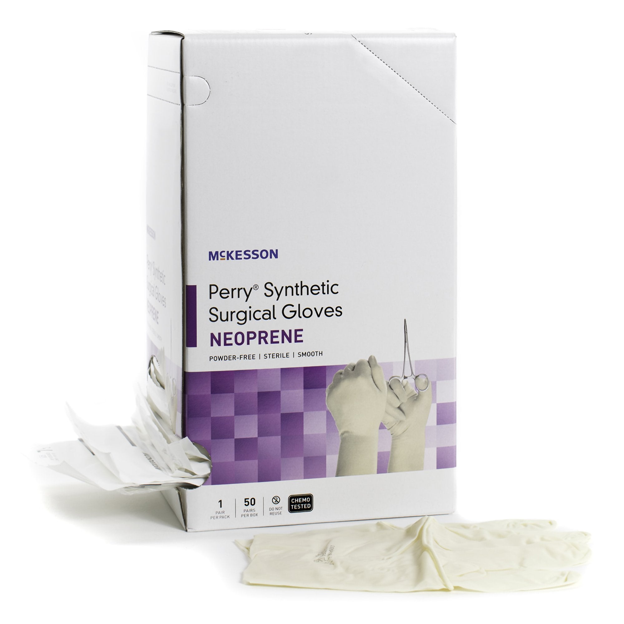 McKesson Perry® Synthetic Surgical Gloves Polychloroprene Surgical Glove, Size 6.5, Cream