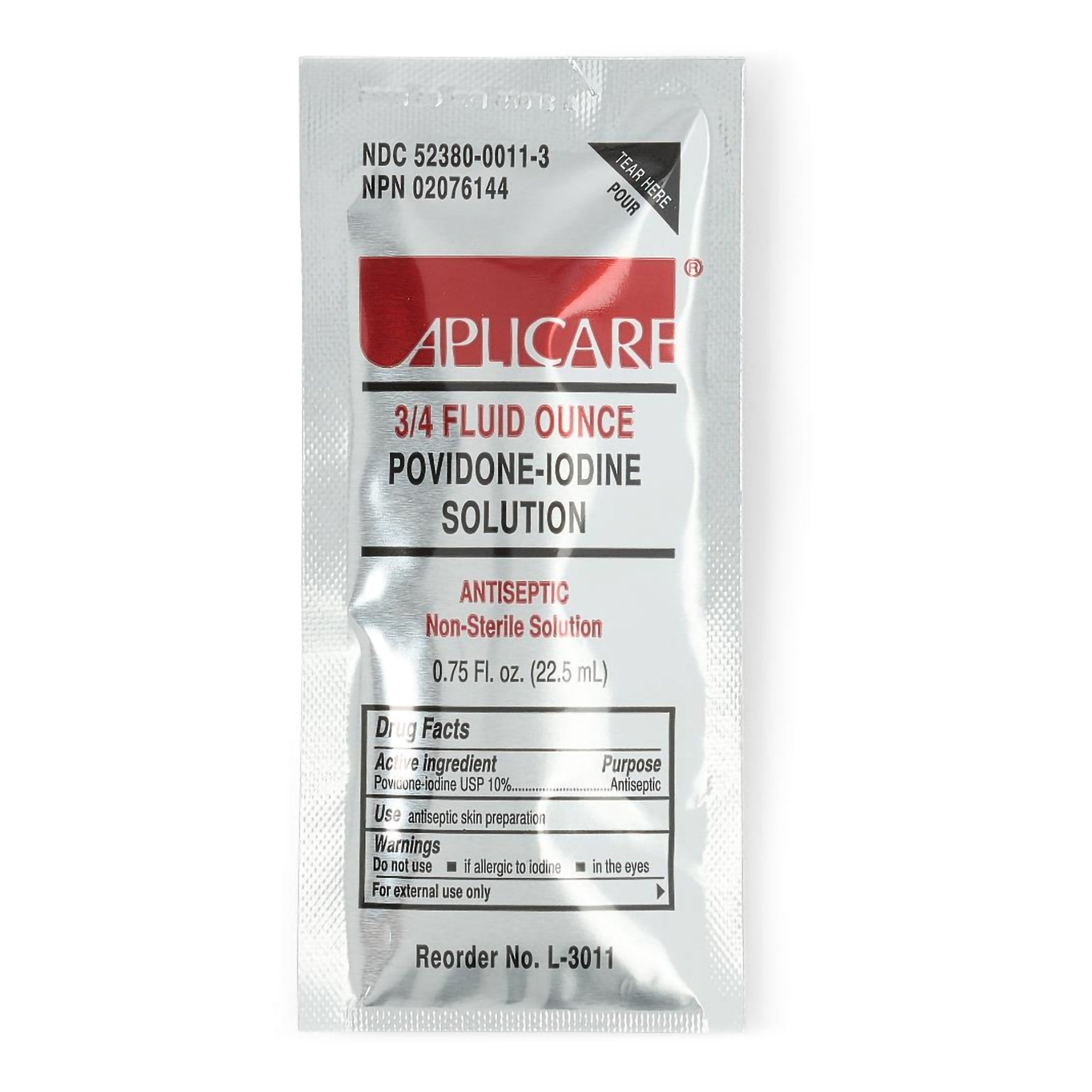 Skin Prep Solution Aplicare® 3/4 oz. Individual Packet 10% Strength Povidone-Iodine NonSterile