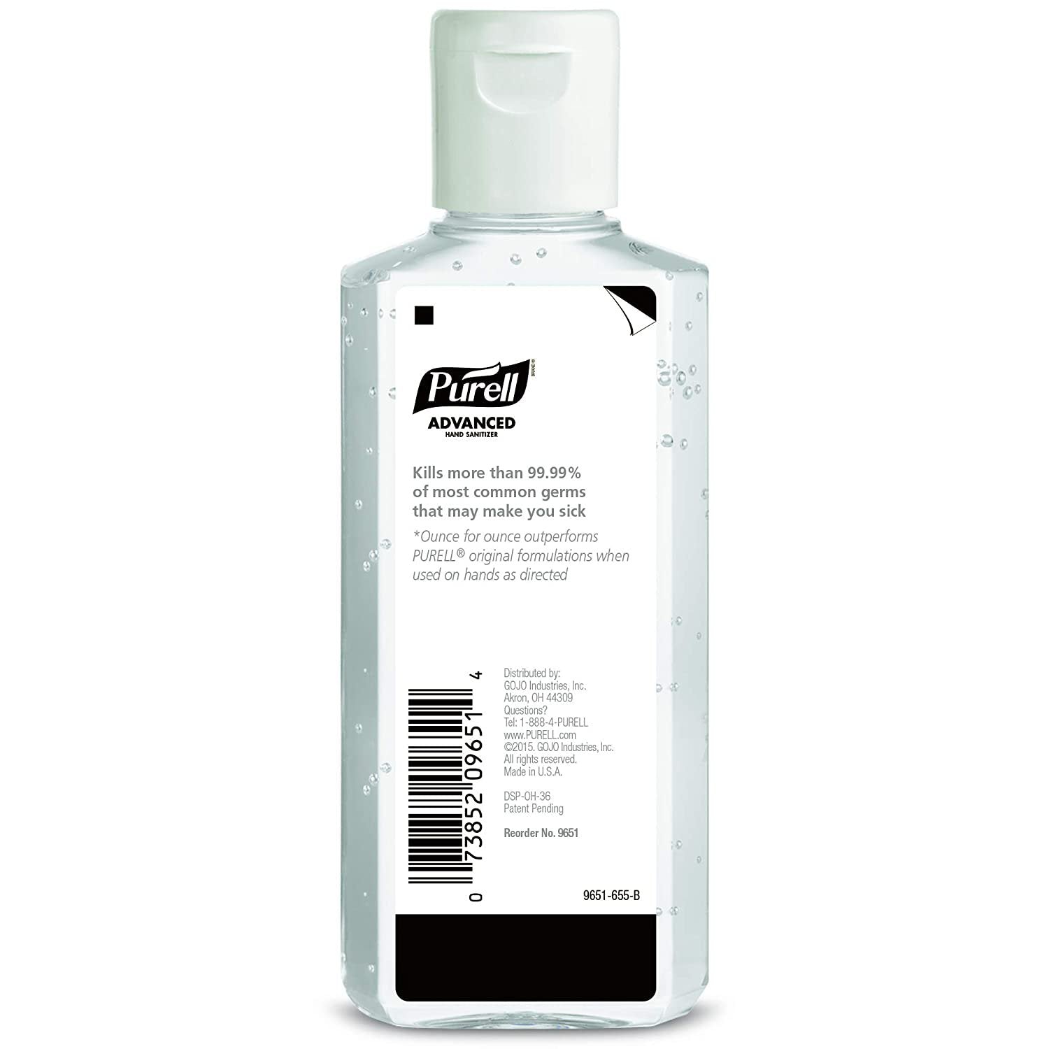 Purell Advanced Hand Sanitizer 70% Ethyl Alcohol Gel, Bottle, 4 oz, Fruit Scent