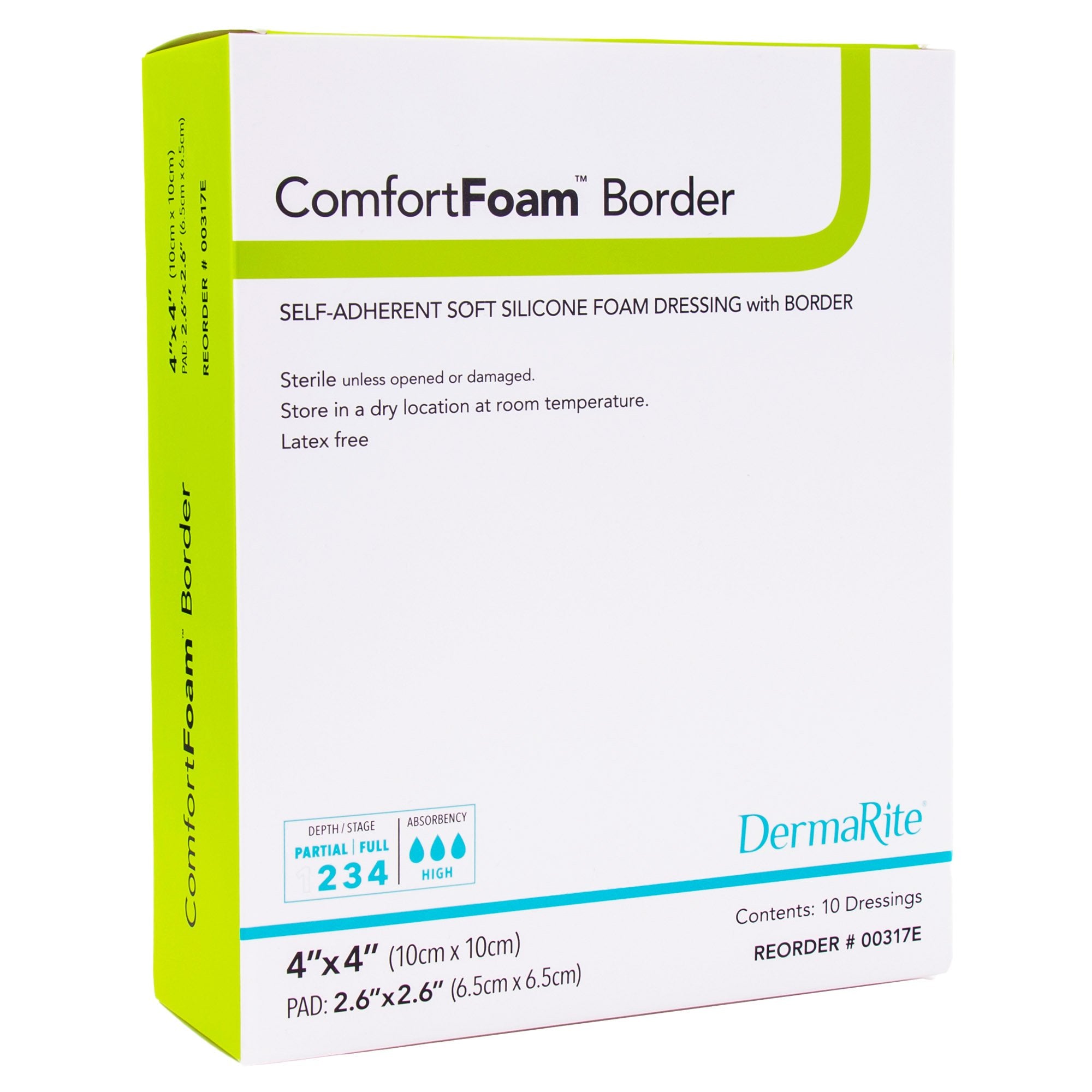 ComfortFoam™ Border Silicone Foam Dressing, 4 x 4 Inch