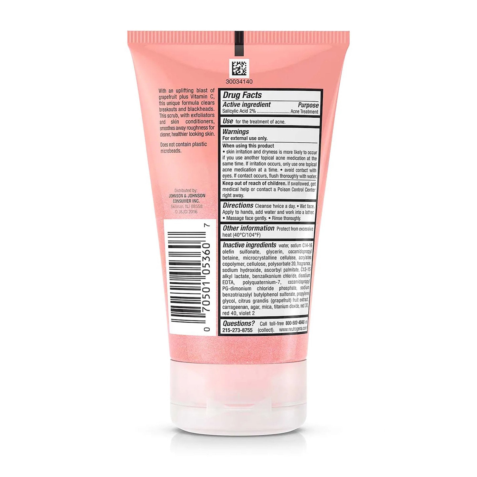 Neutrogena® Oil-Free Acne Wash Pink Grapefruit Foaming Scrub, 4.2 oz.