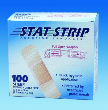 American® White Cross Stat Strip® Sheer Adhesive Strip, 1 x 3 Inch