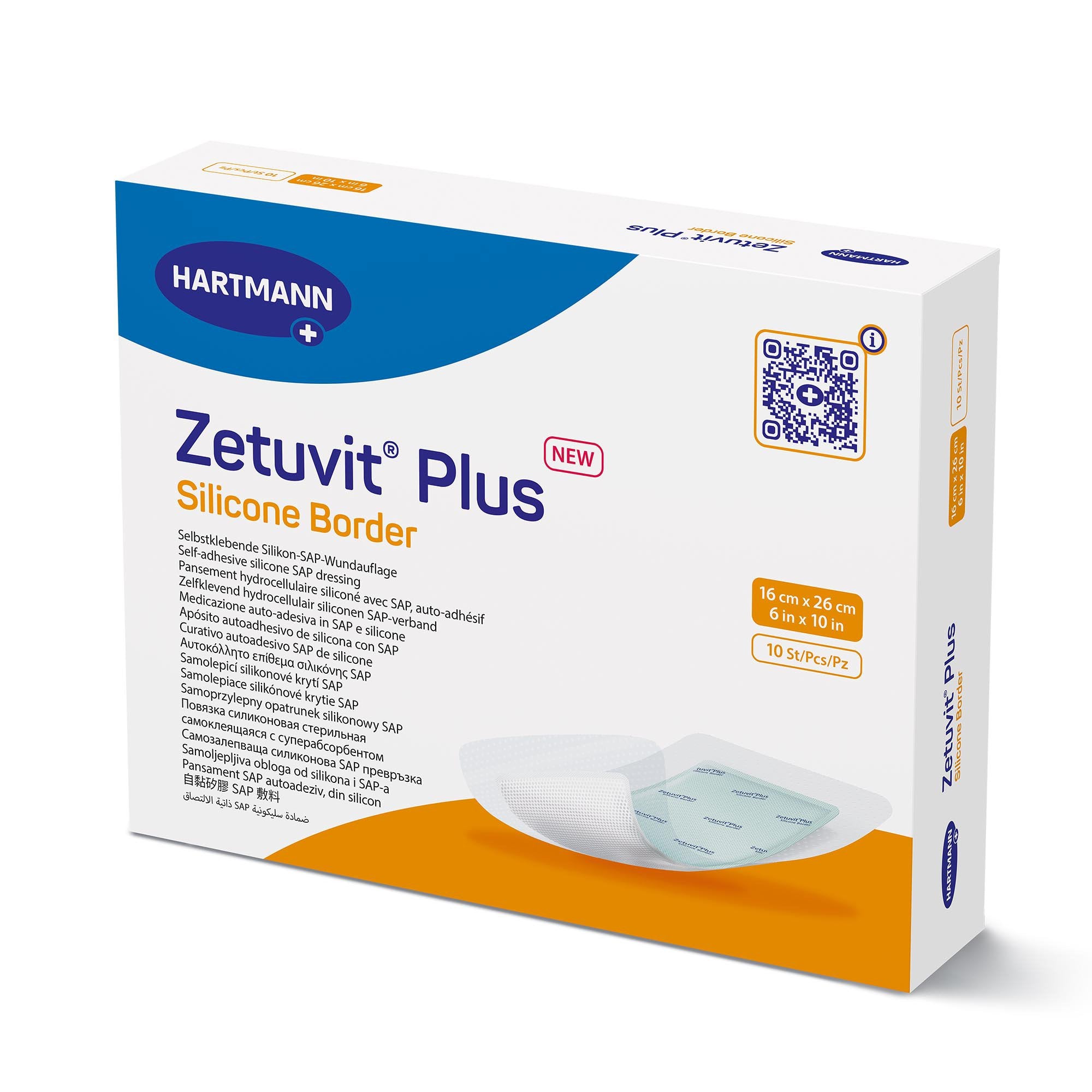 Zetuvit® Plus Silicone Border Super Absorbent Dressing, 6 x 10 Inch