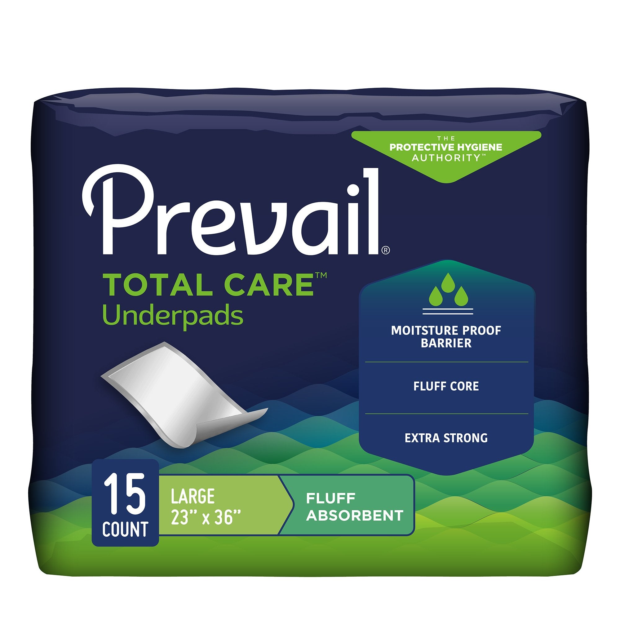 Prevail® Total Care™ Fluff Underpads, Large