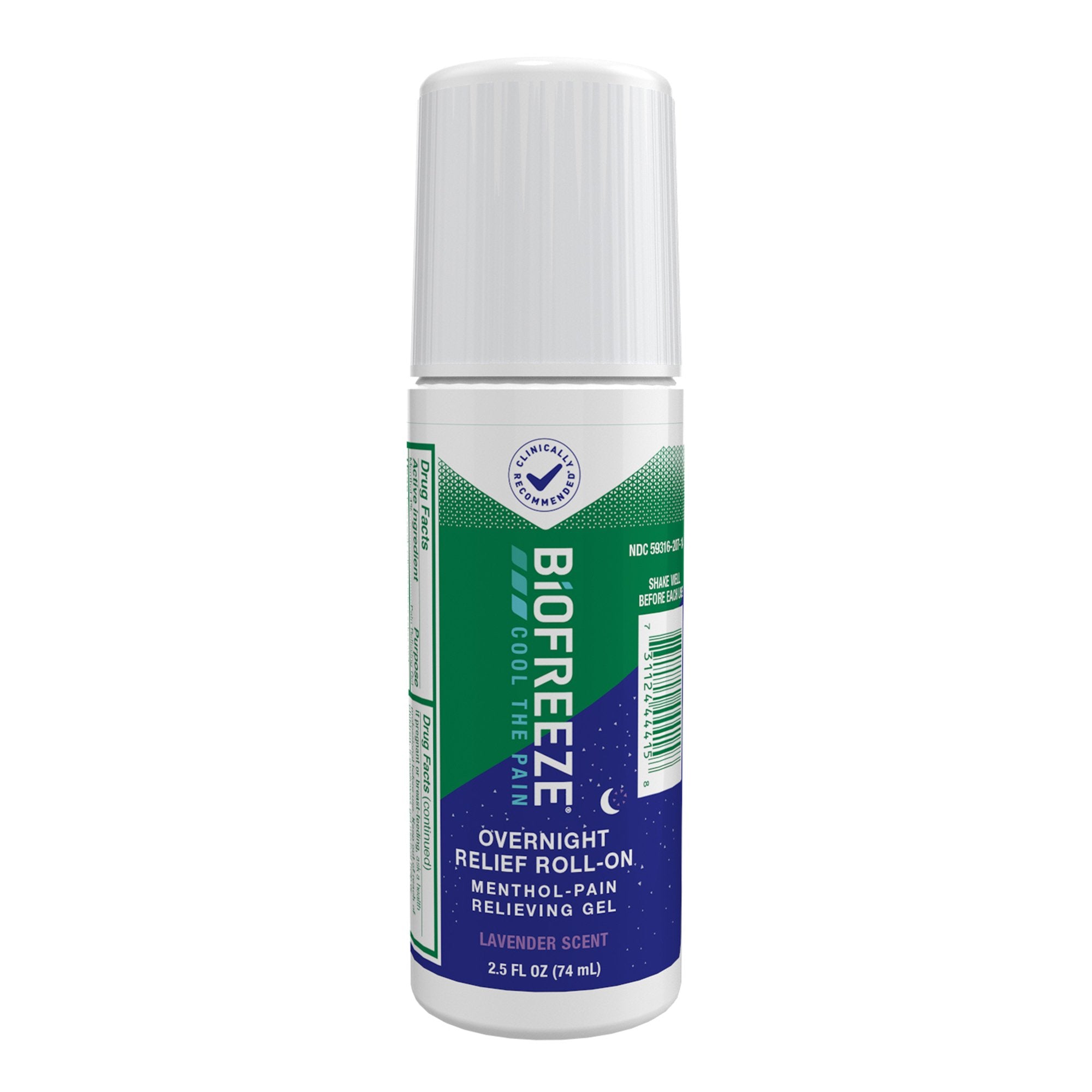 Biofreeze Classic Overnight Relief Menthol Pain-Relieving Roll-On, Lavender Scent