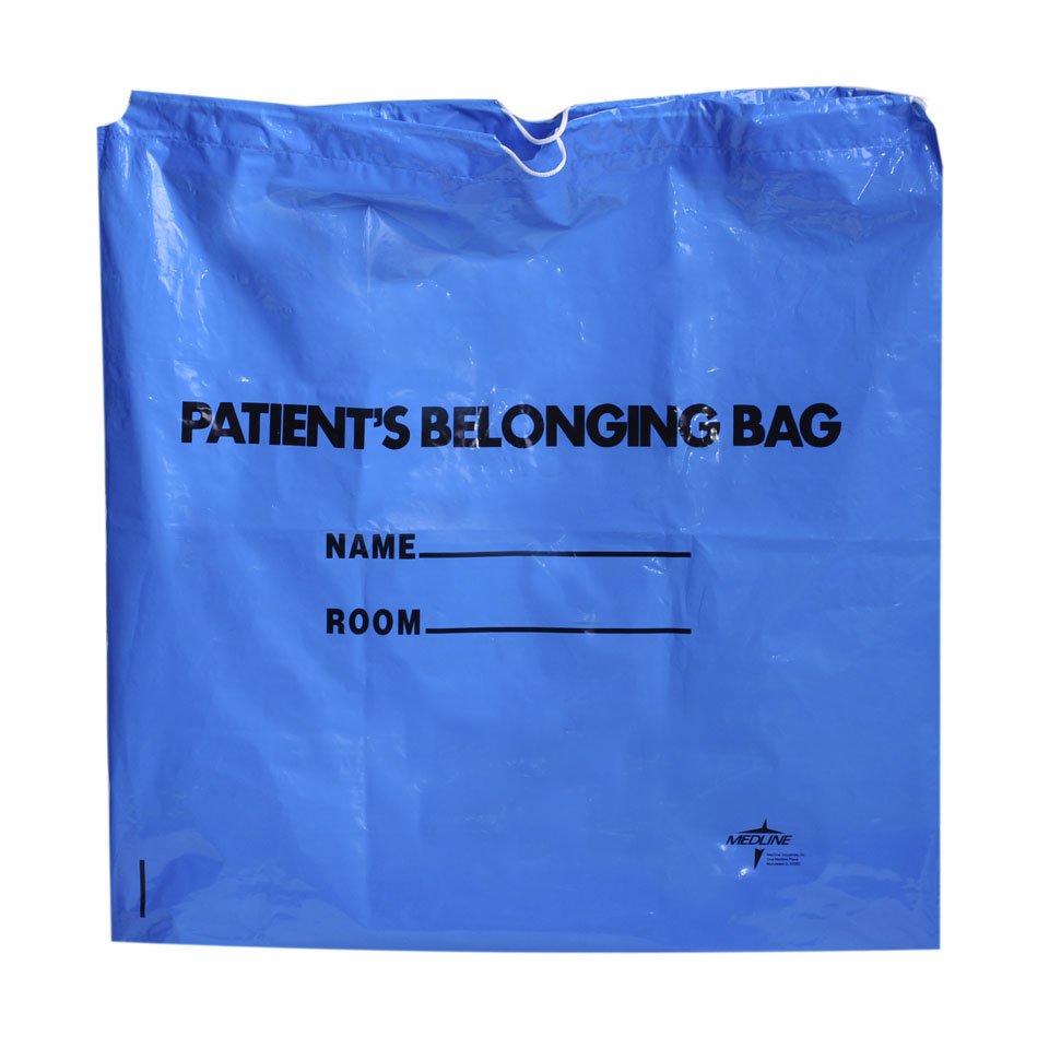 Patient Belongings Bag Medline 18 X 20 Inch Polyethylene Resin Drawstring Closure White