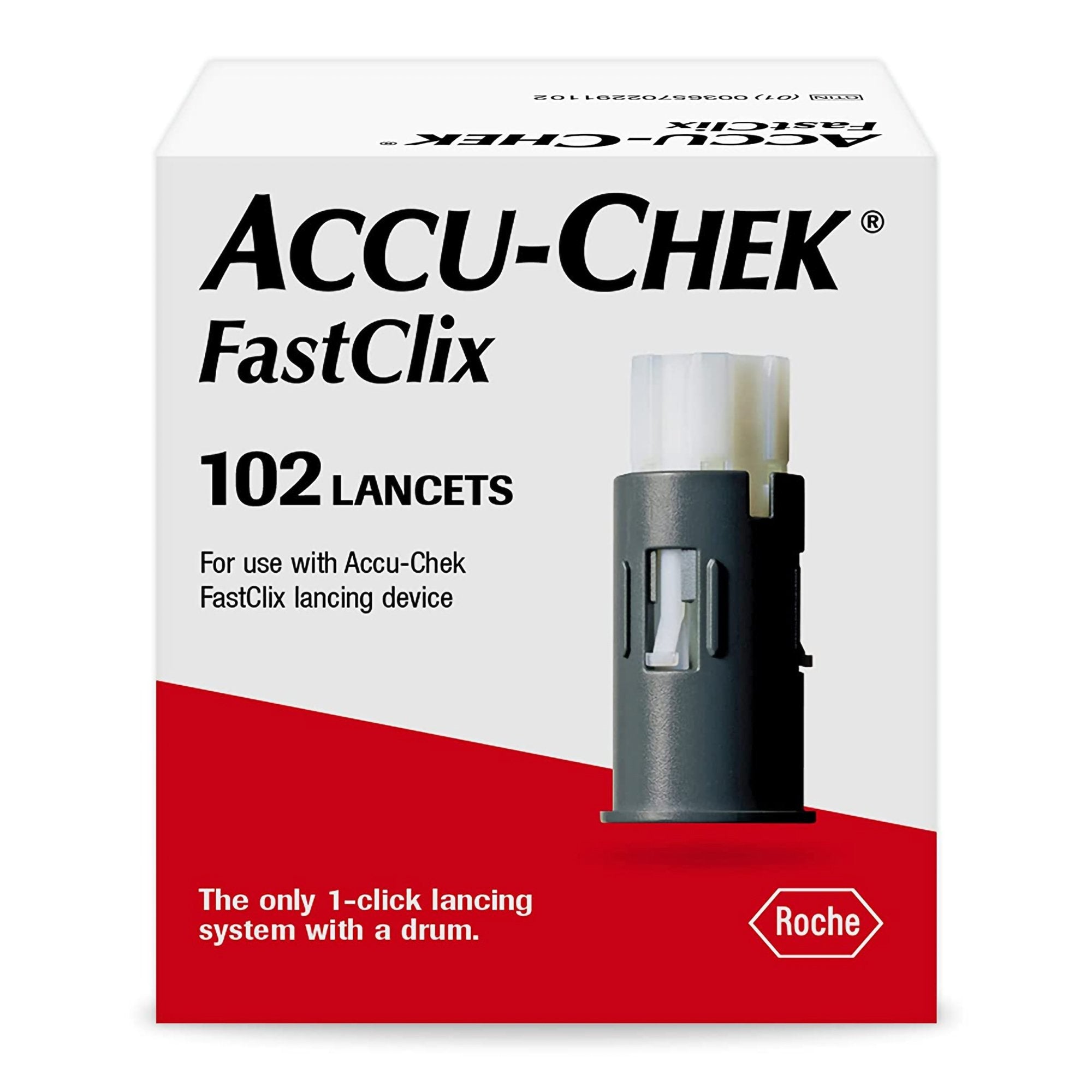 Accu-Chek FastClix Lancet, 11 Depth Settings, 30 Gauge, Preloaded Safety Drum, Track System