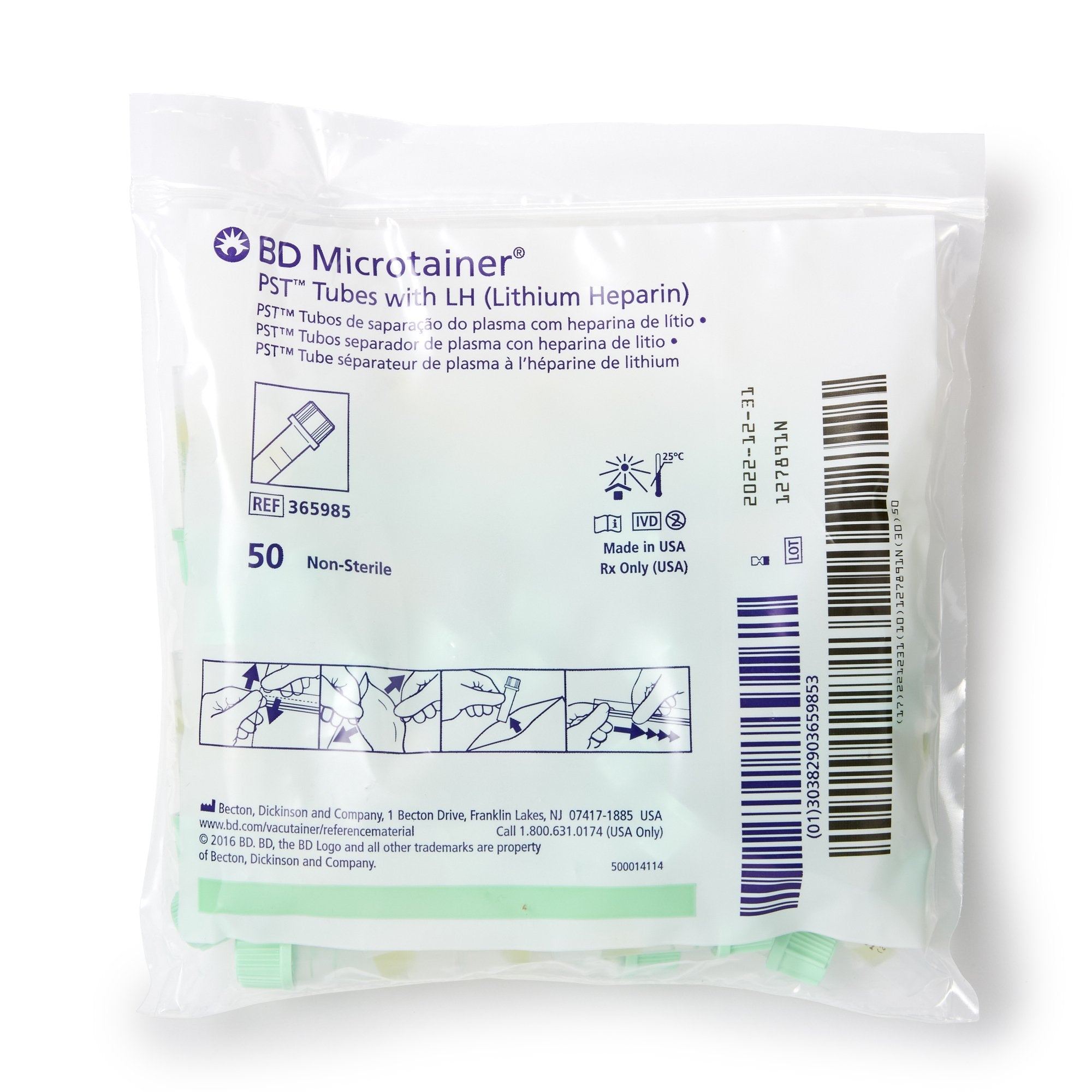 BD Microtainer® Capillary Blood Collection Tube Lithium Heparin / Separator Gel Additive 400 µL to 600 µL BD Microgard™ Closure Plastic Tube