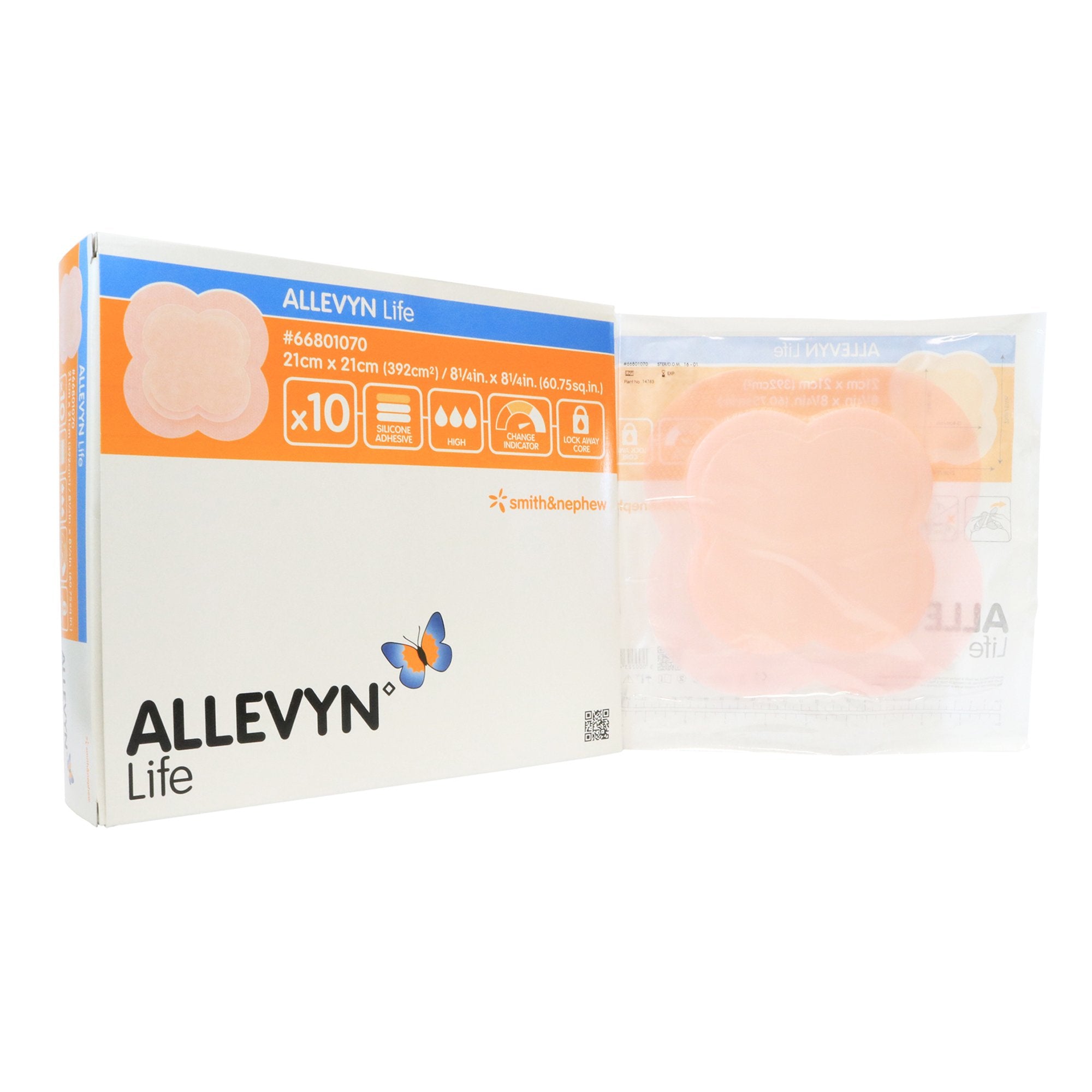 Allevyn Life Silicone Adhesive with Border Silicone Foam Dressing, 8-1/4 x 8-1/4 Inch