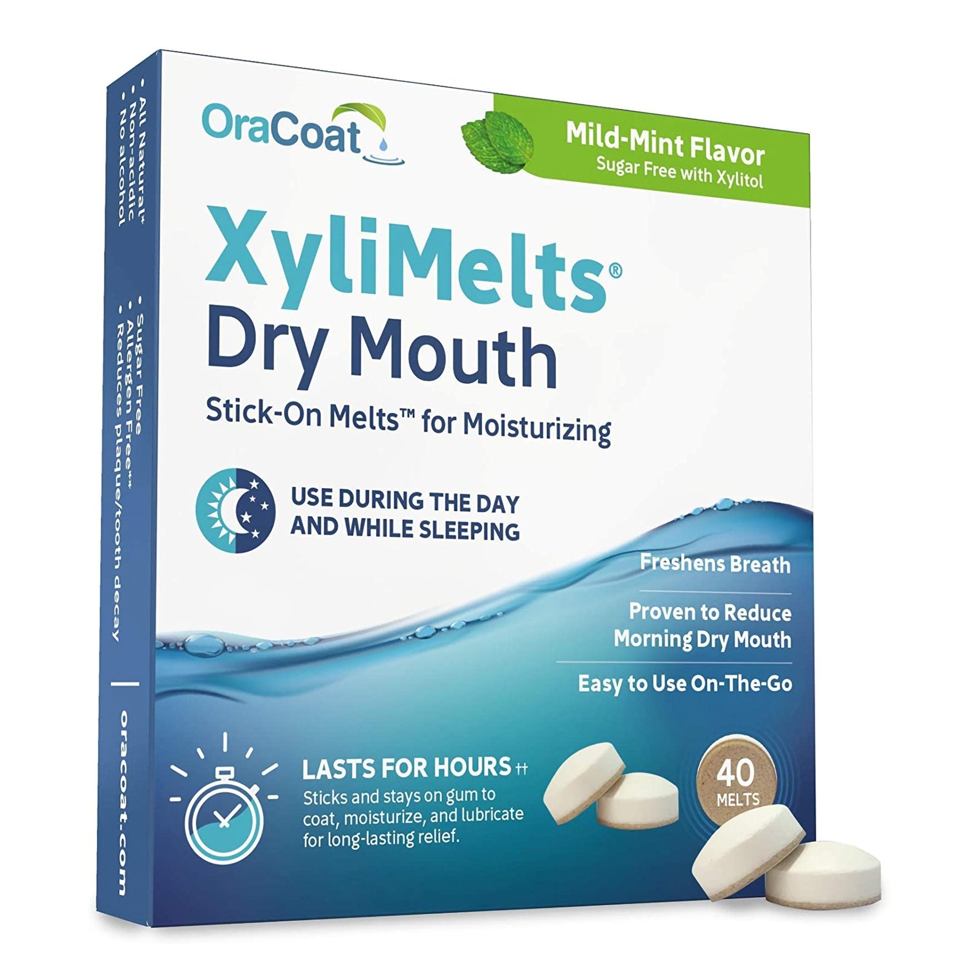 OraCoat XyliMelts Stick-On Melts for Moisturizing, Mild Mint