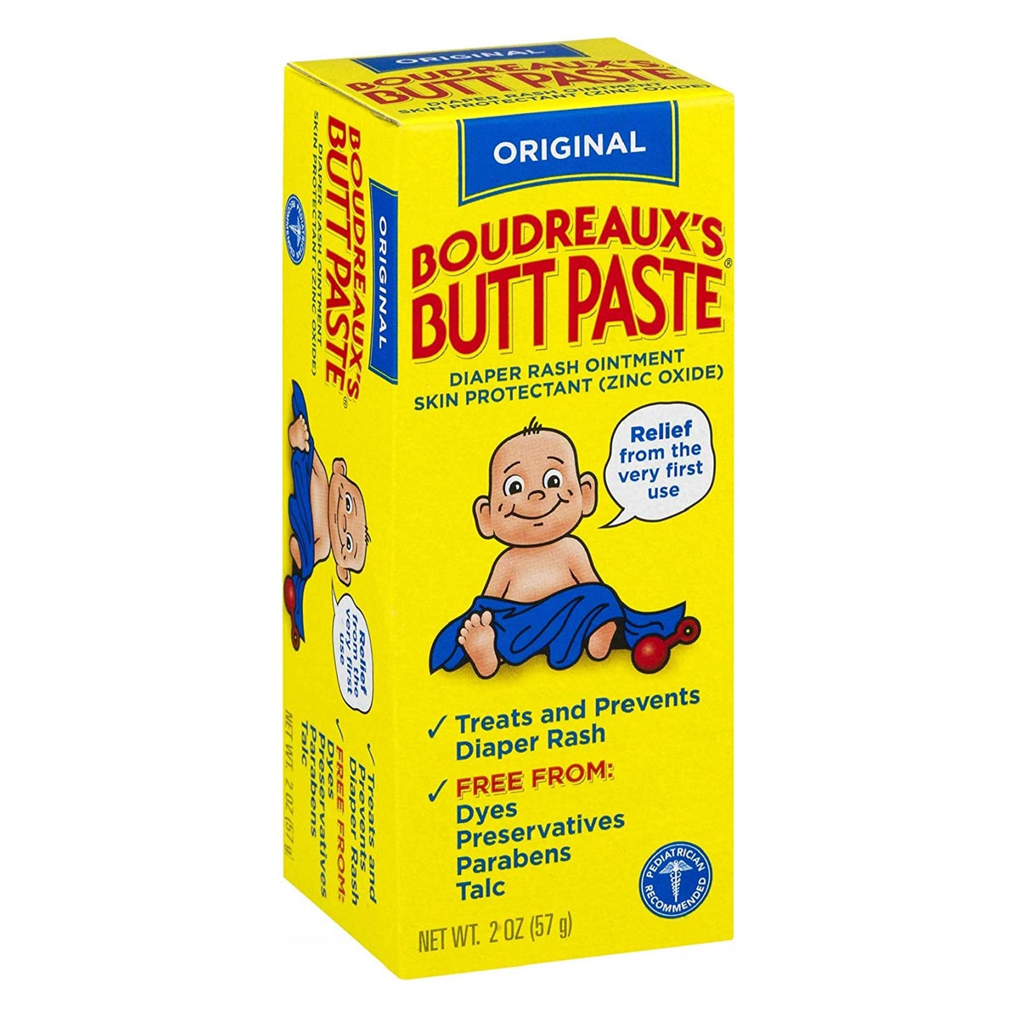 Boudreaux's Original Butt Paste Diaper Rash Treatment, 16% Zinc Oxide, 2 oz Tube, Scented